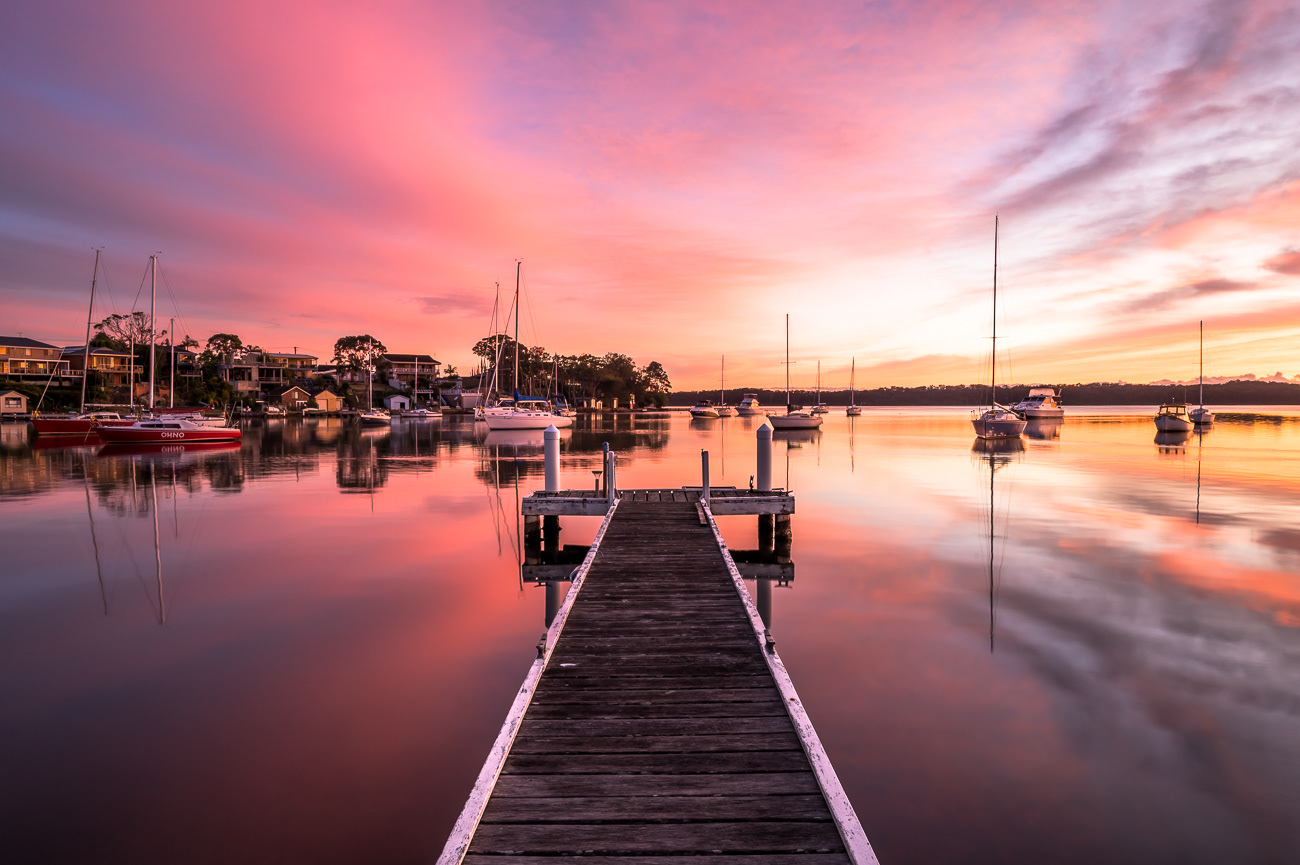 Sunrise Serenity - Sunshine, Lake Macquarie NSW Australia.  An idyllic lake scene at sunrise - Image taken 22-12-22