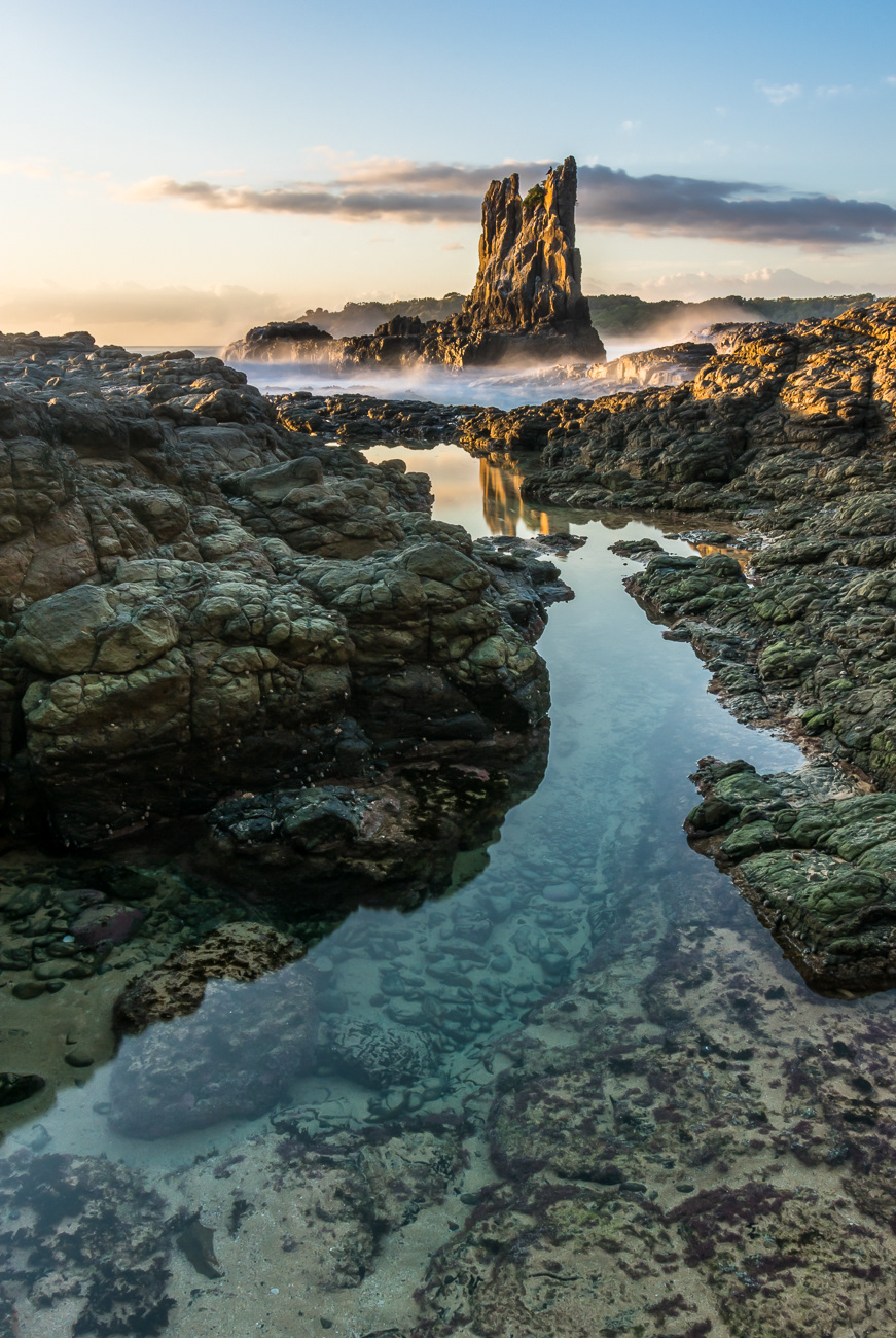 Sunkissed Spire - Kiama NSW Australia.  Sunrise at Cathedral Rocks - Image taken 5-8-19