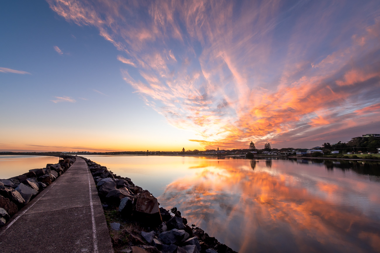 Harrington Breakwall - Harrington NSW Australia.  Stunning sunset reflections - Image taken 22-8-24