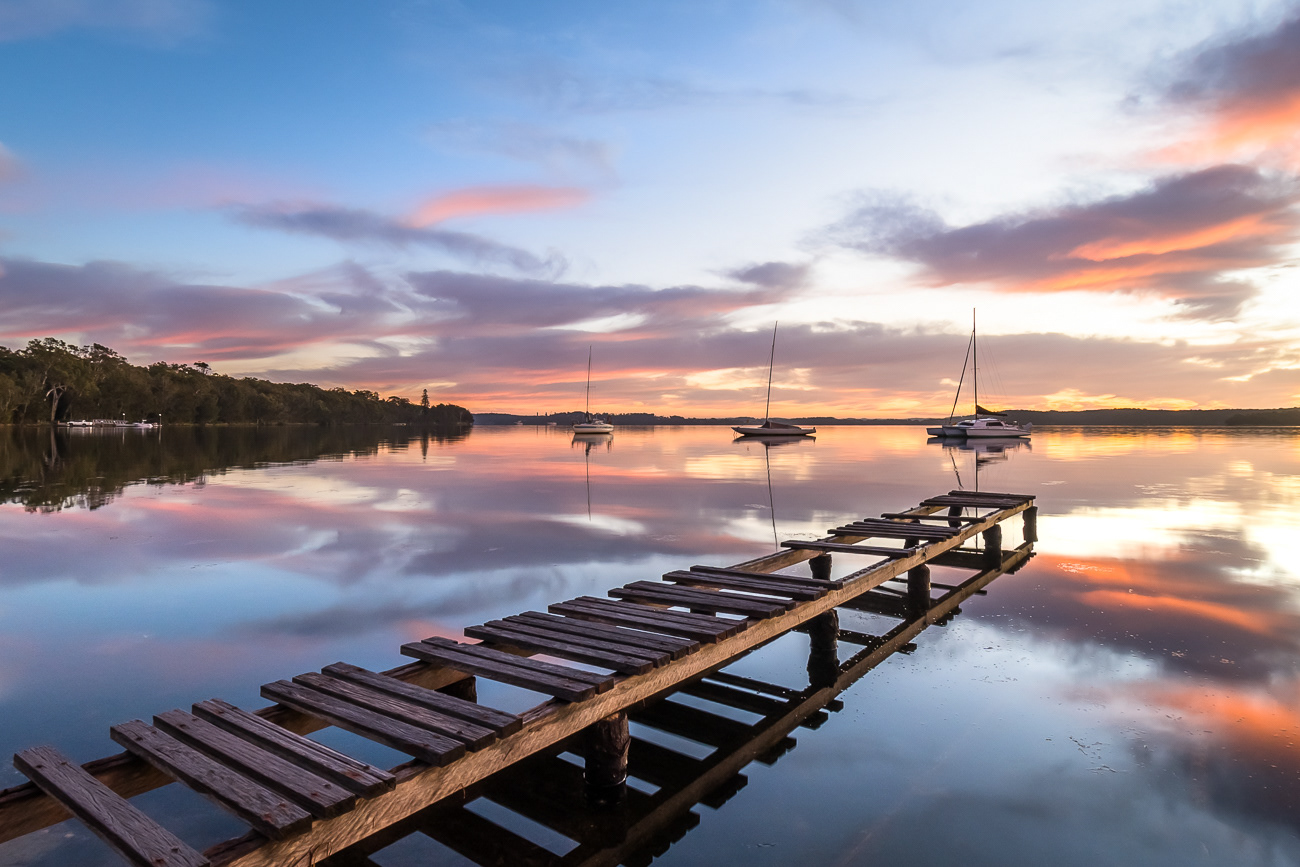 Peaceful Pastels - Sunshine, Lake Macquarie NSW Australia.  Beautiful pastels reflecting across Sunshine bay - Image taken 21-6-22