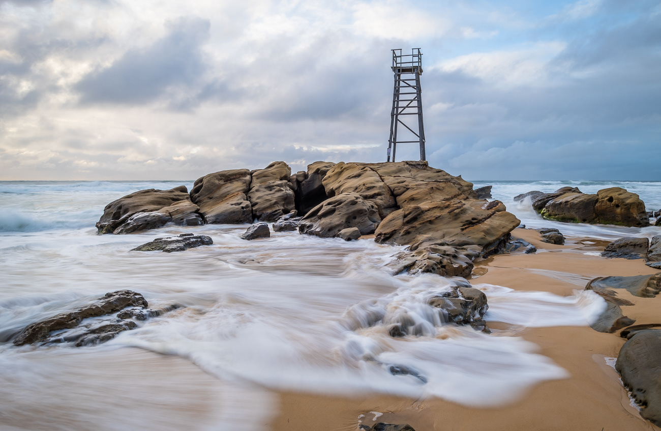 Sand and Sea - Redhead Beach NSW Australia.  Water flow over sand and rocks at Redhead Beach - Image taken 17-12-22