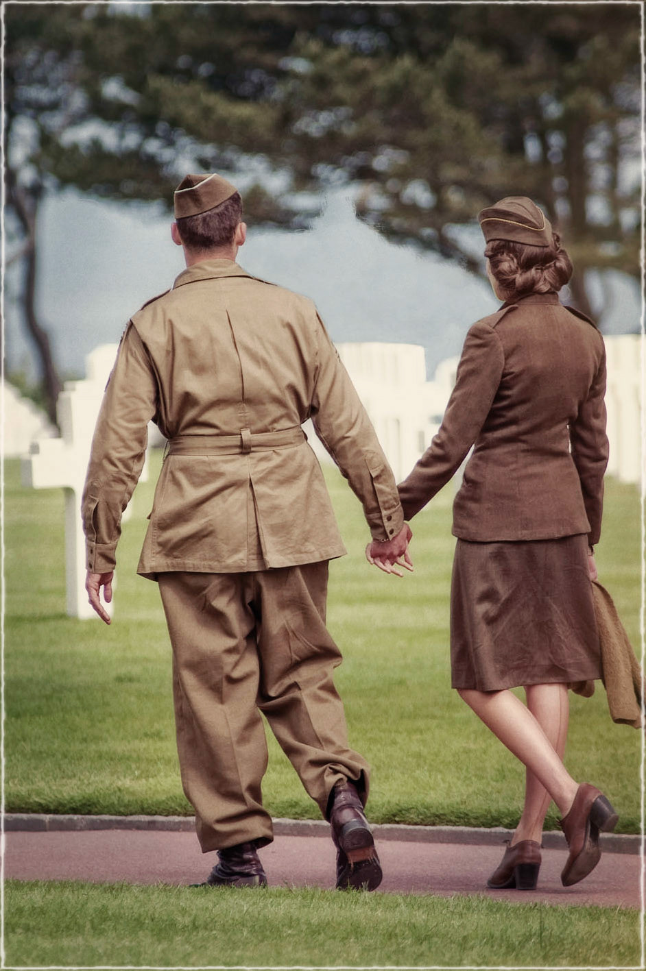 Hand in hand along Omaha Beach
