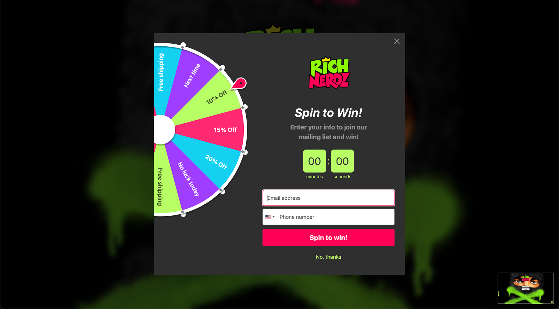 Email Capture Spin-to-Win Wheel • Gamified Opt-In • Lead Generation Tool