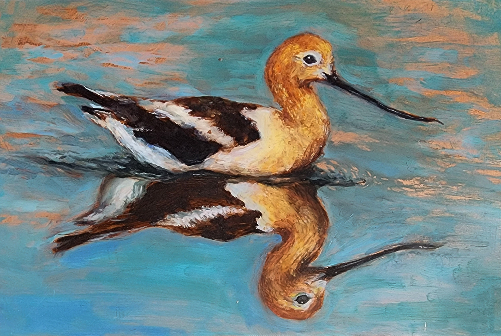 birds of a feather (2020) oil on copper plate