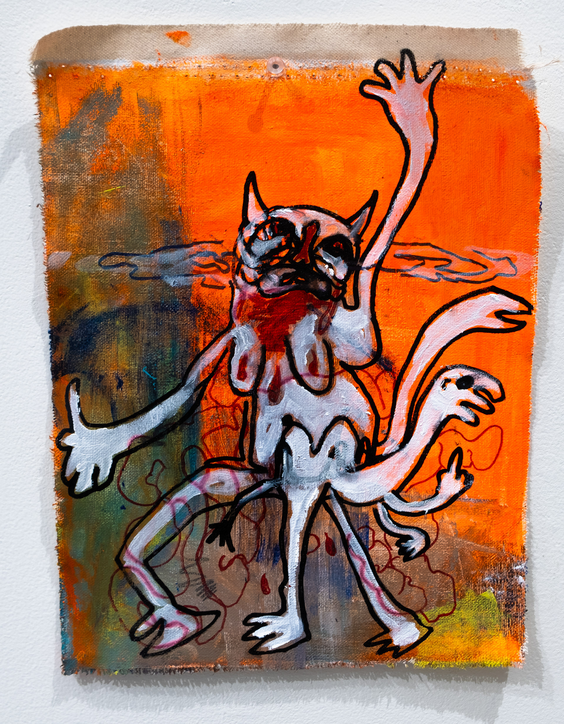 rude camel & a drowning devil don't give a fuck (bad painting no. 2) 2024. mixed media (acrylic, sharpie, paint pen, oil)