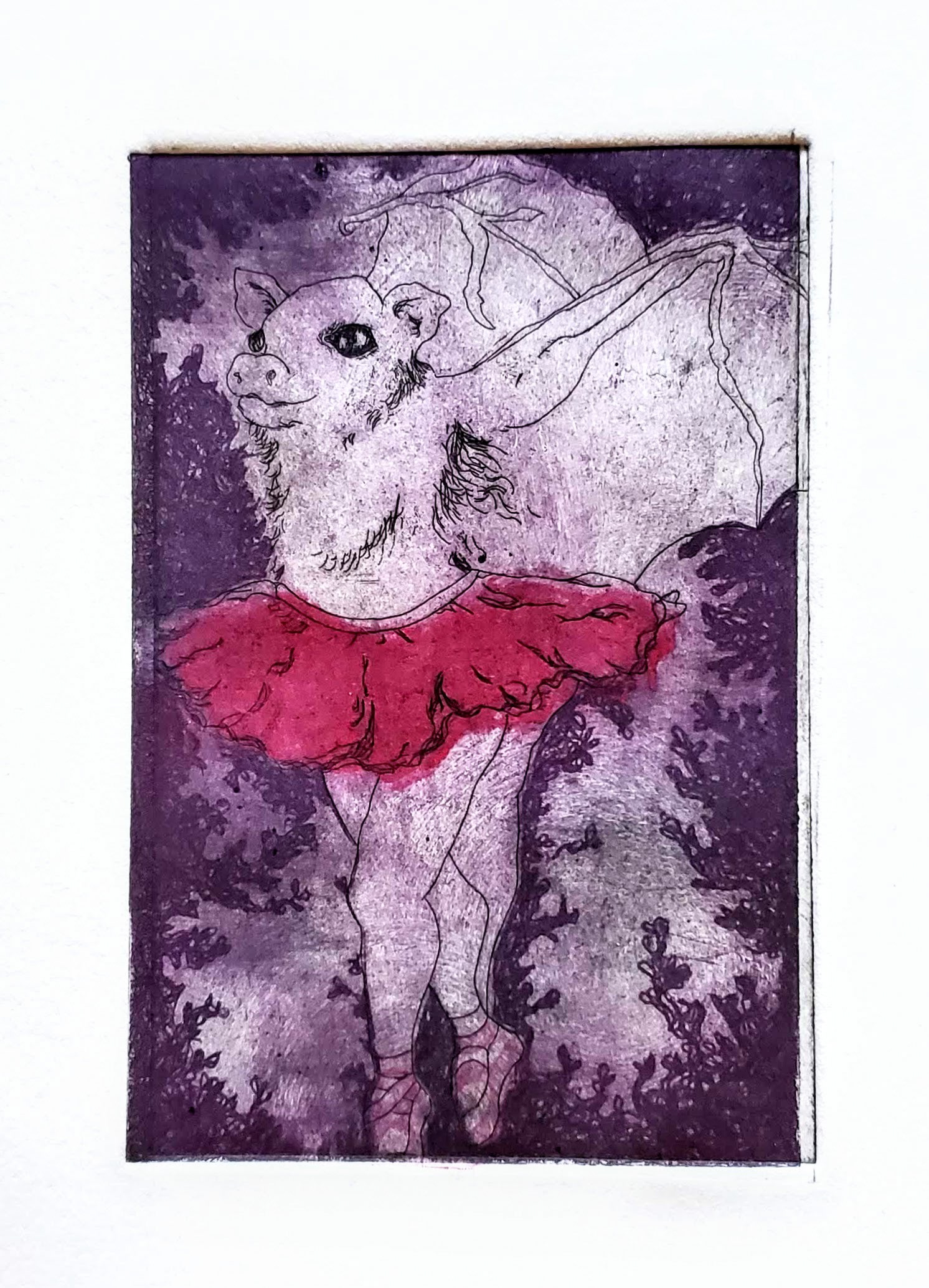 the bat ballet (2018) multiple plate intaglio