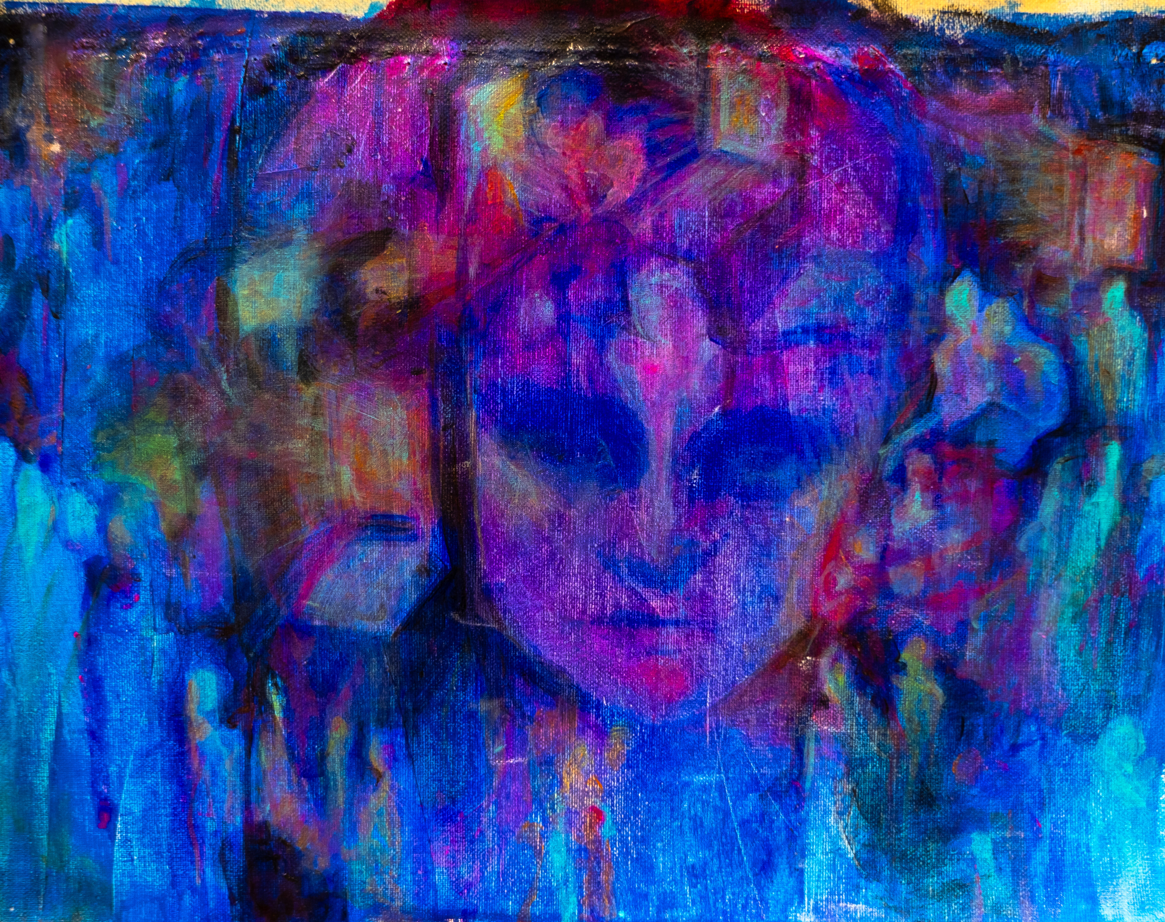 im still not a fan of either dave or buster (bad painting no. 1) acrylic on canvas. 2024