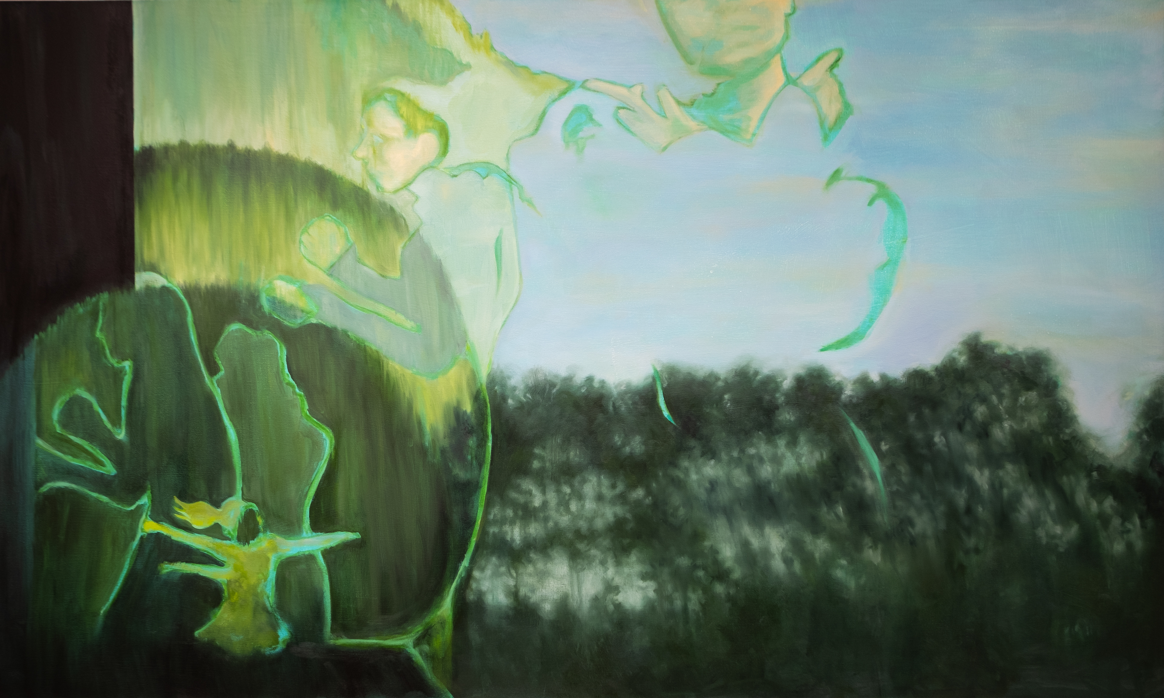  green dream dance sequence (2024) oil on canvas. 60"x36"