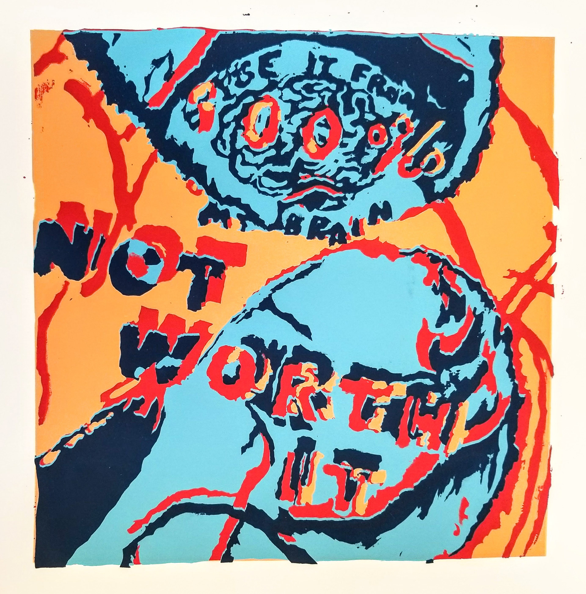 erase it from my brain (2018) reduction screen print