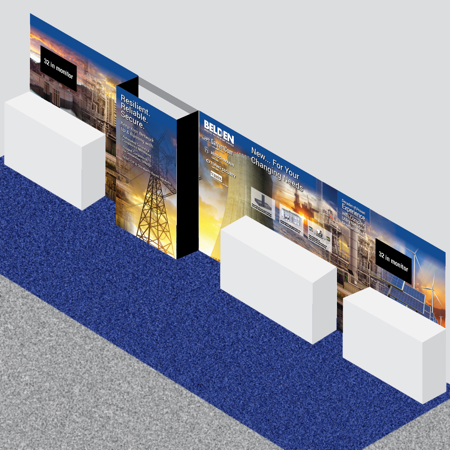 Belden trade show booth featuring energy sectors