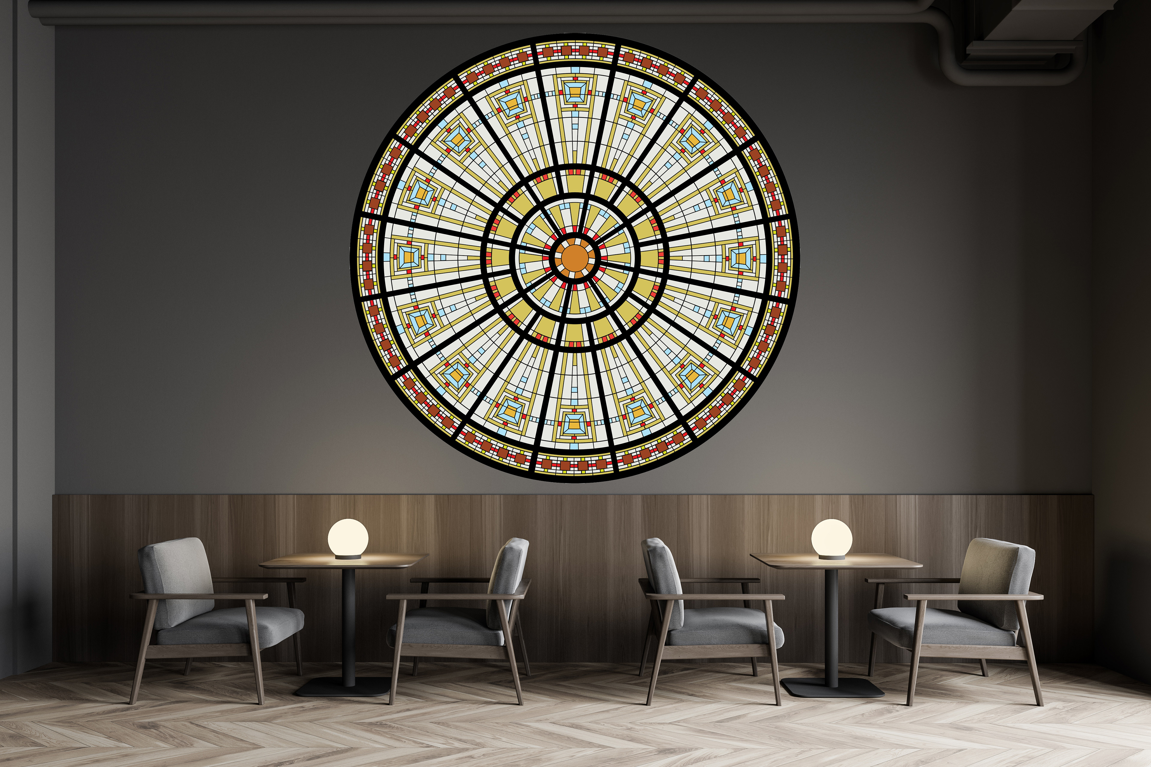 Indianapolis Union Station stained glass illustration