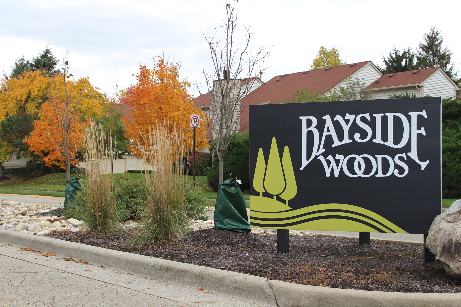 Bayside Woods signage at entrance