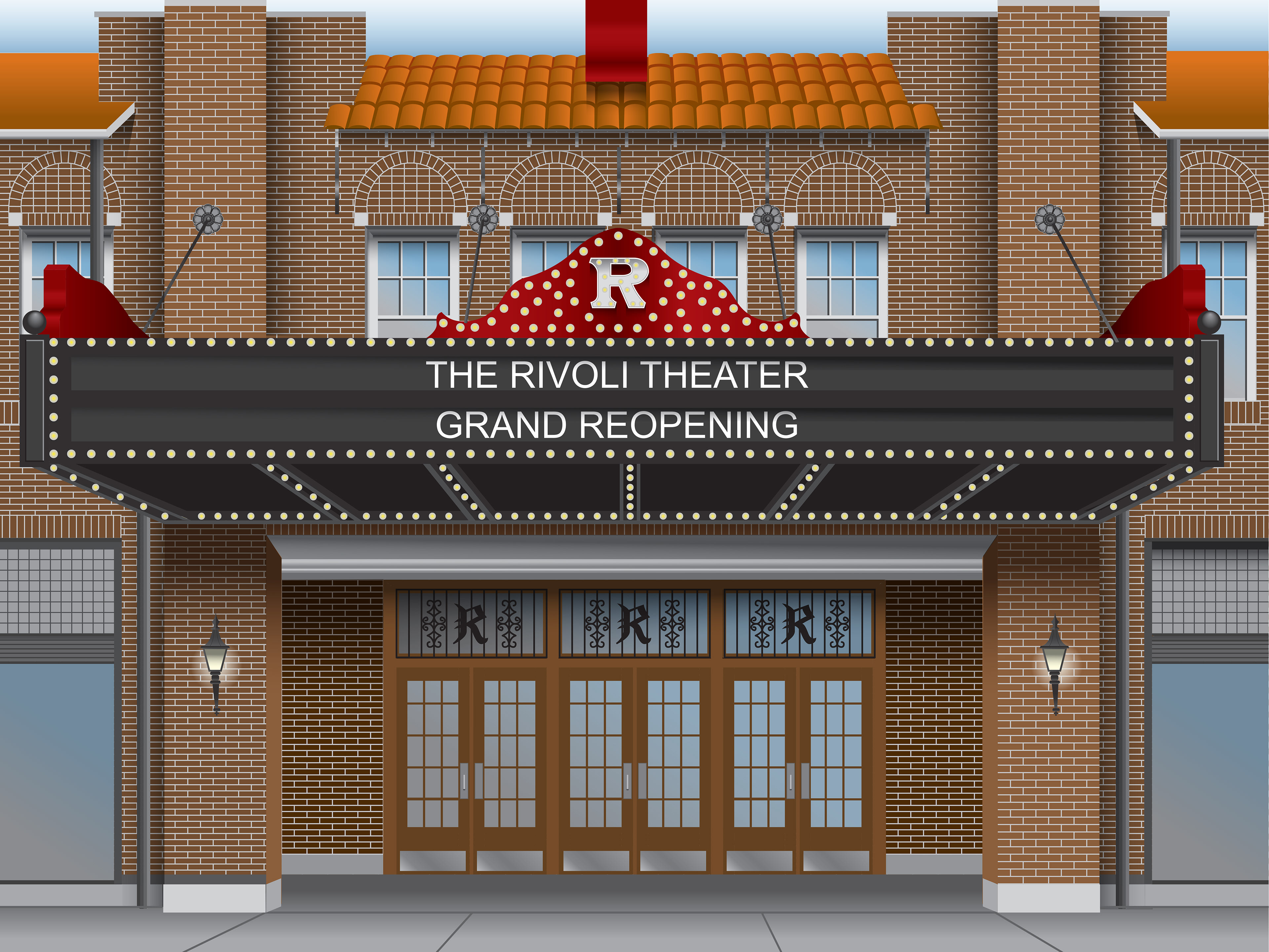 Rivoli Theater Indianapolis Indiana illustration