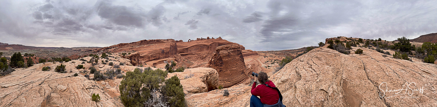 Shooting Delicate Arch in Arches National Park from the lower viewpoint.