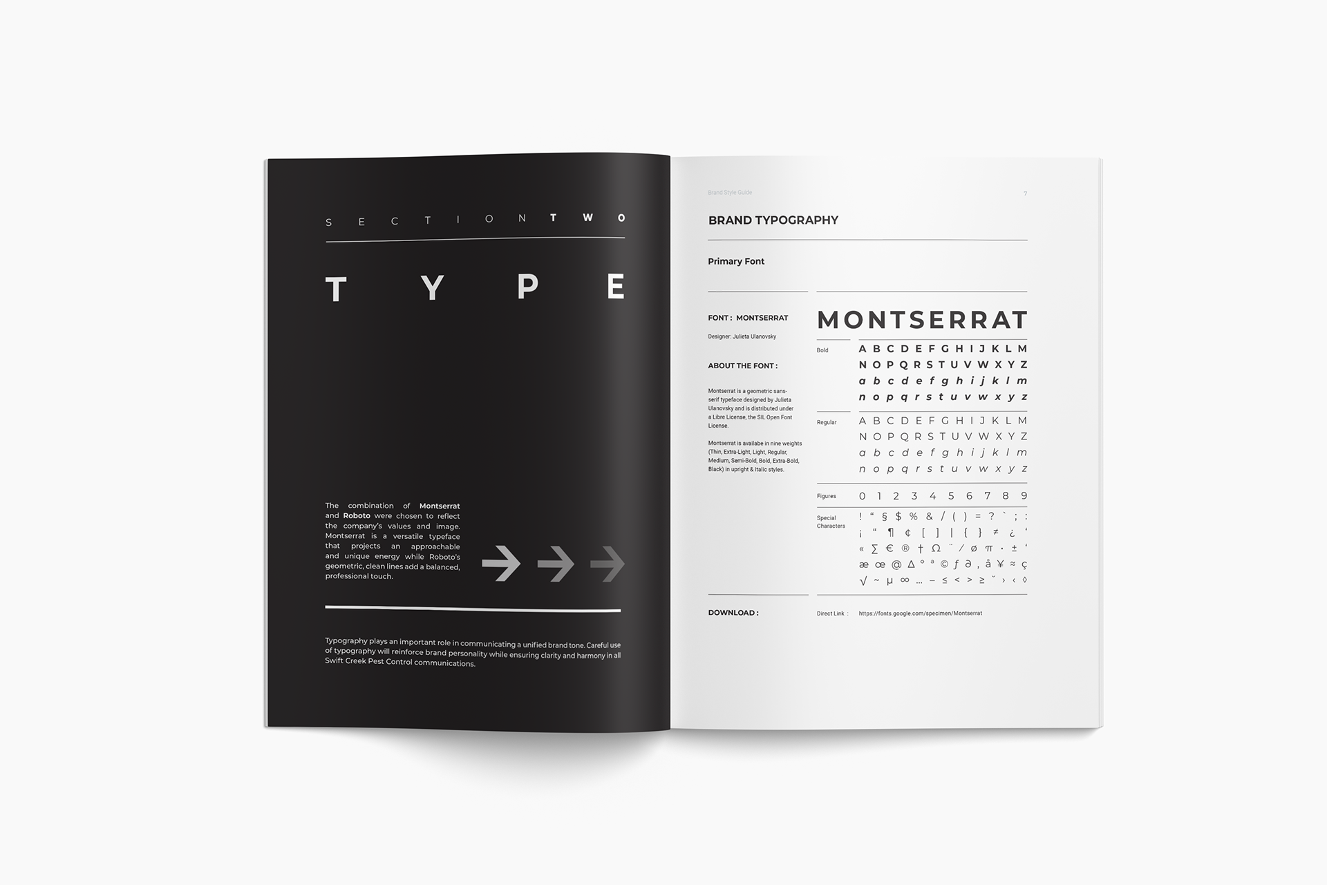 Brand Style Guide: Pest control company (typography)