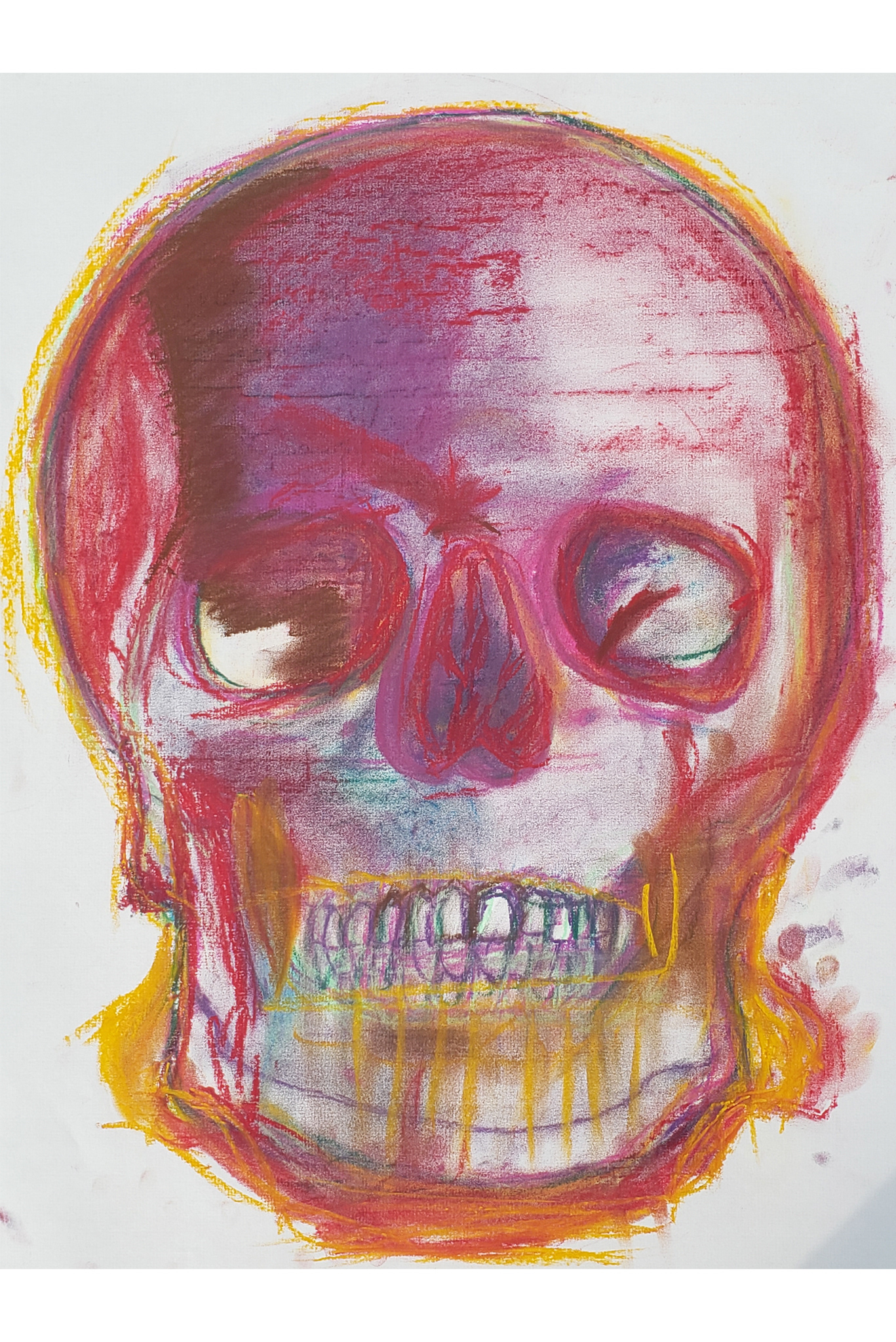 skull warm-up with pastels