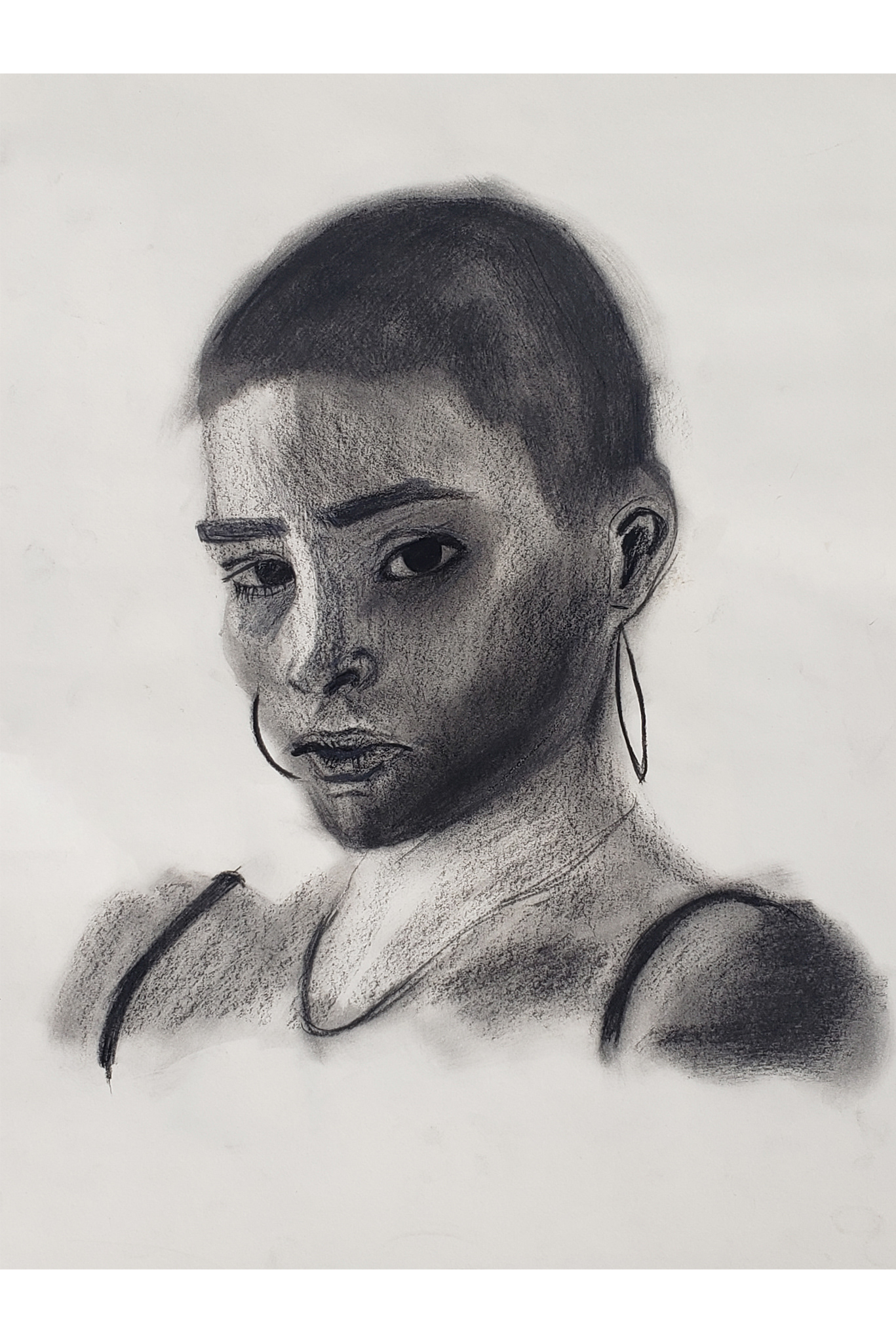 model portrait with charcoal