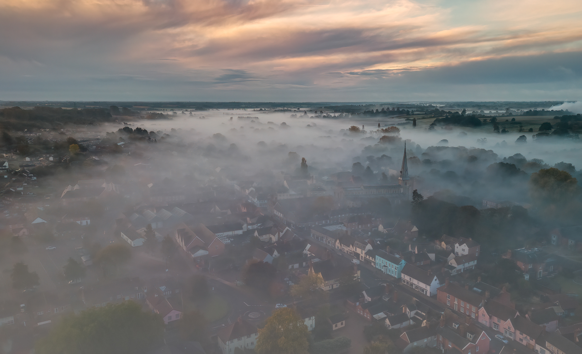 Hadleigh Town Shrouded in Mist