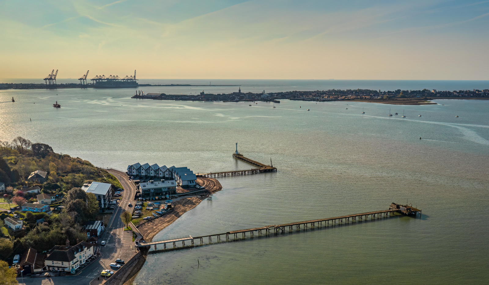 Felixstowe Docks and Harwich from Shotley Gate