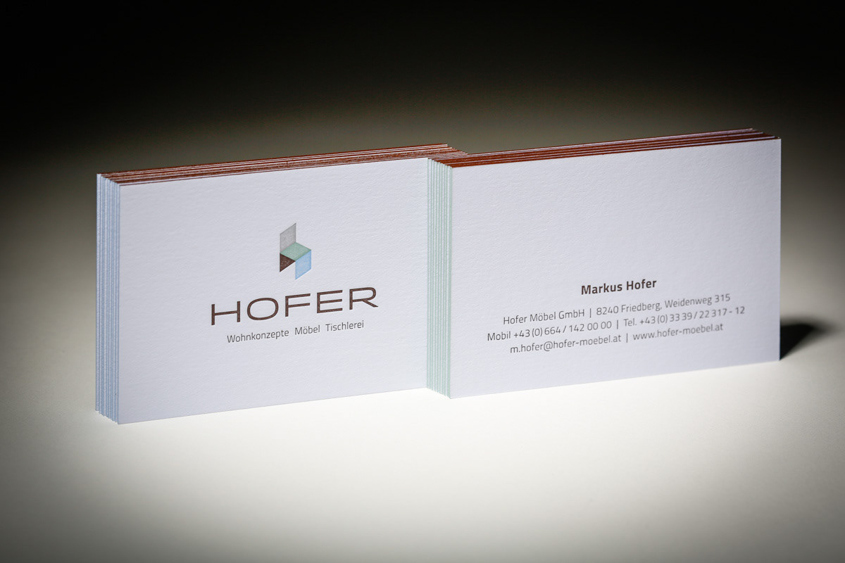 Produktfotografie letterpress Visitenkarte