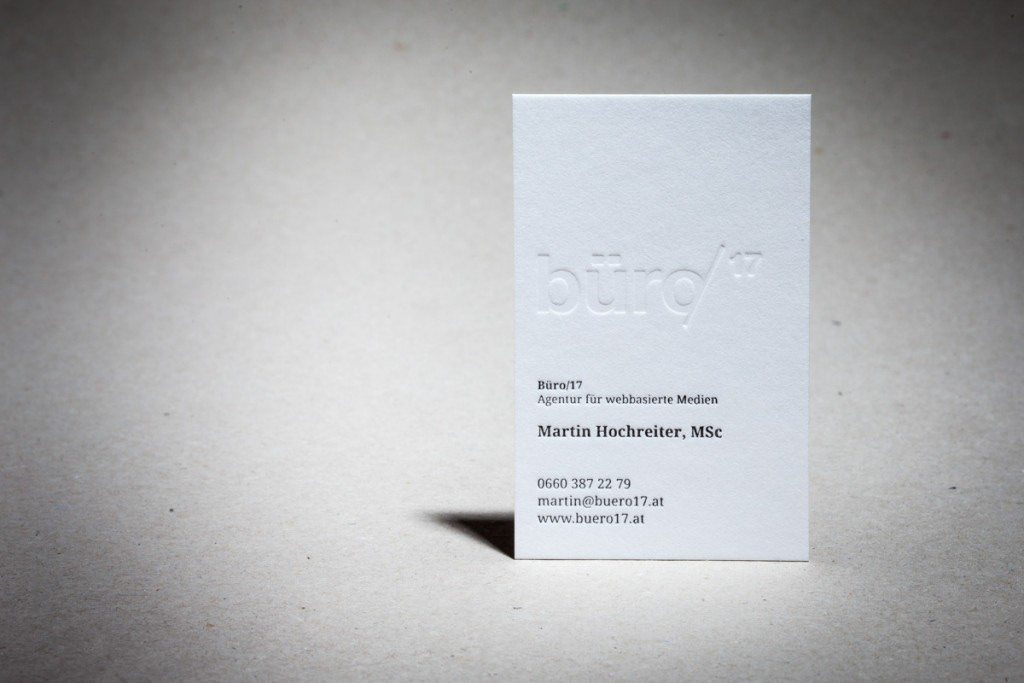 Produktfotografie letterpress Visitenkarte