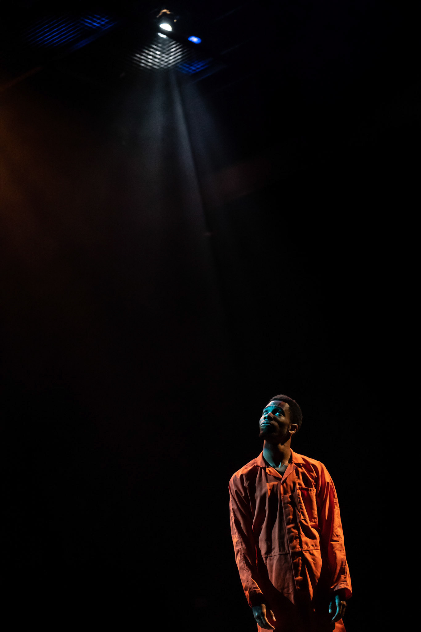 Michael Bahsil Cook in 'Blood at the Root' at CMU Drama. (Photo by JDH. LD by JDH & Jessica Winward)