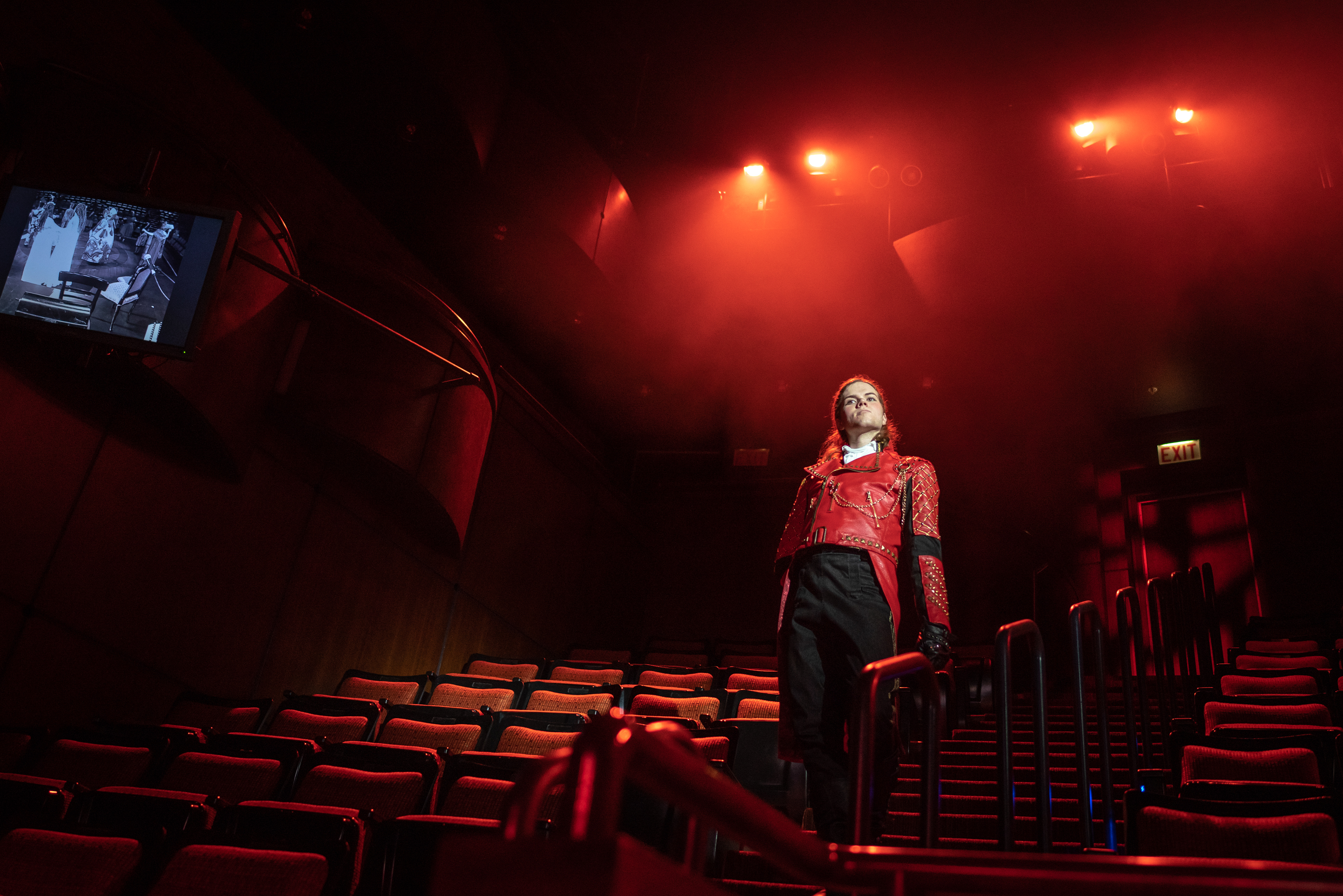 Nicholas Biddle as Anatole in 'Natasha, Pierre, and the Great Comet of 1812' at CMU Drama. (Photo by JDH)