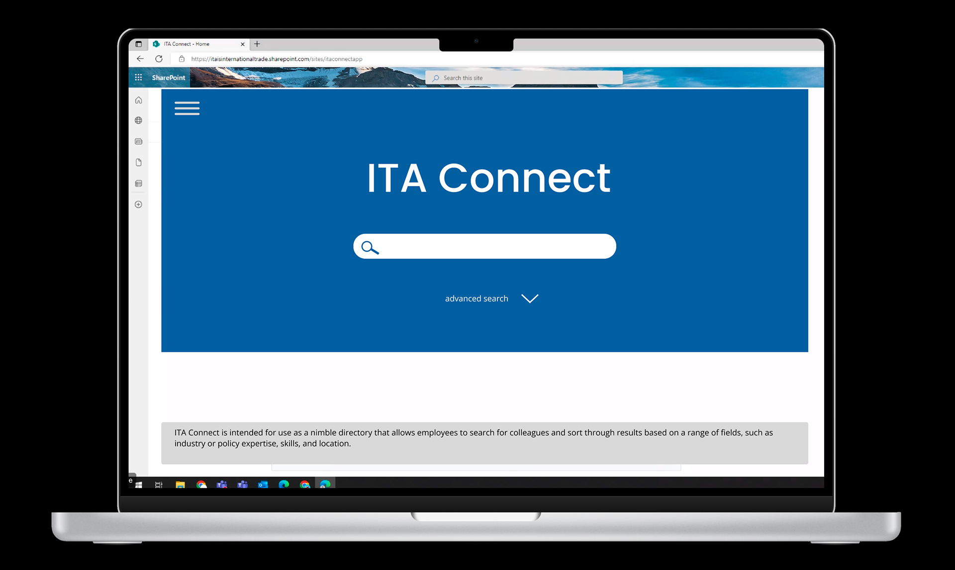 The updated ITA Connect. We updated the colors based on the brand guide that I created to provide continuity. The font also has been updated to reflect the changes.