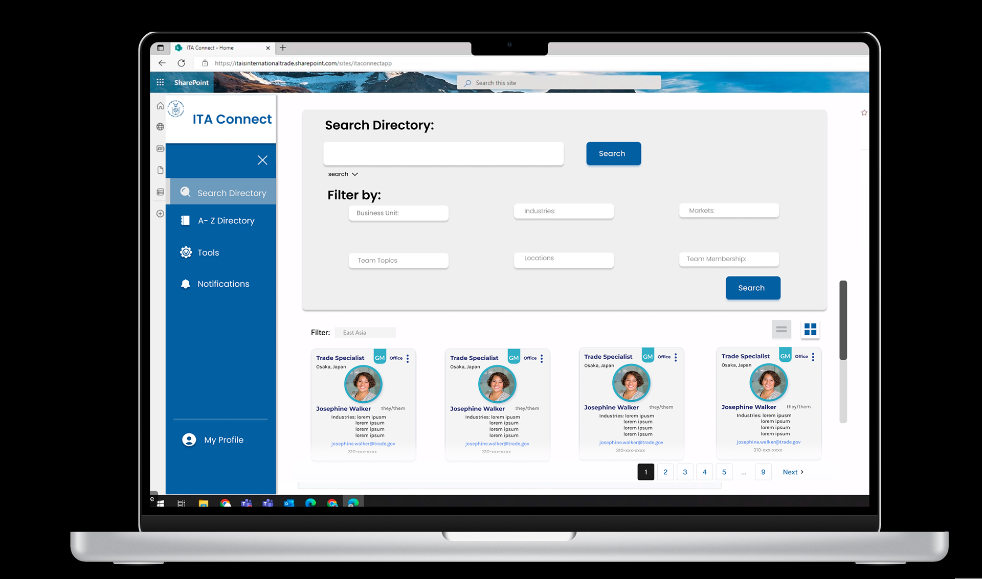 Updated employee information with new component - card view