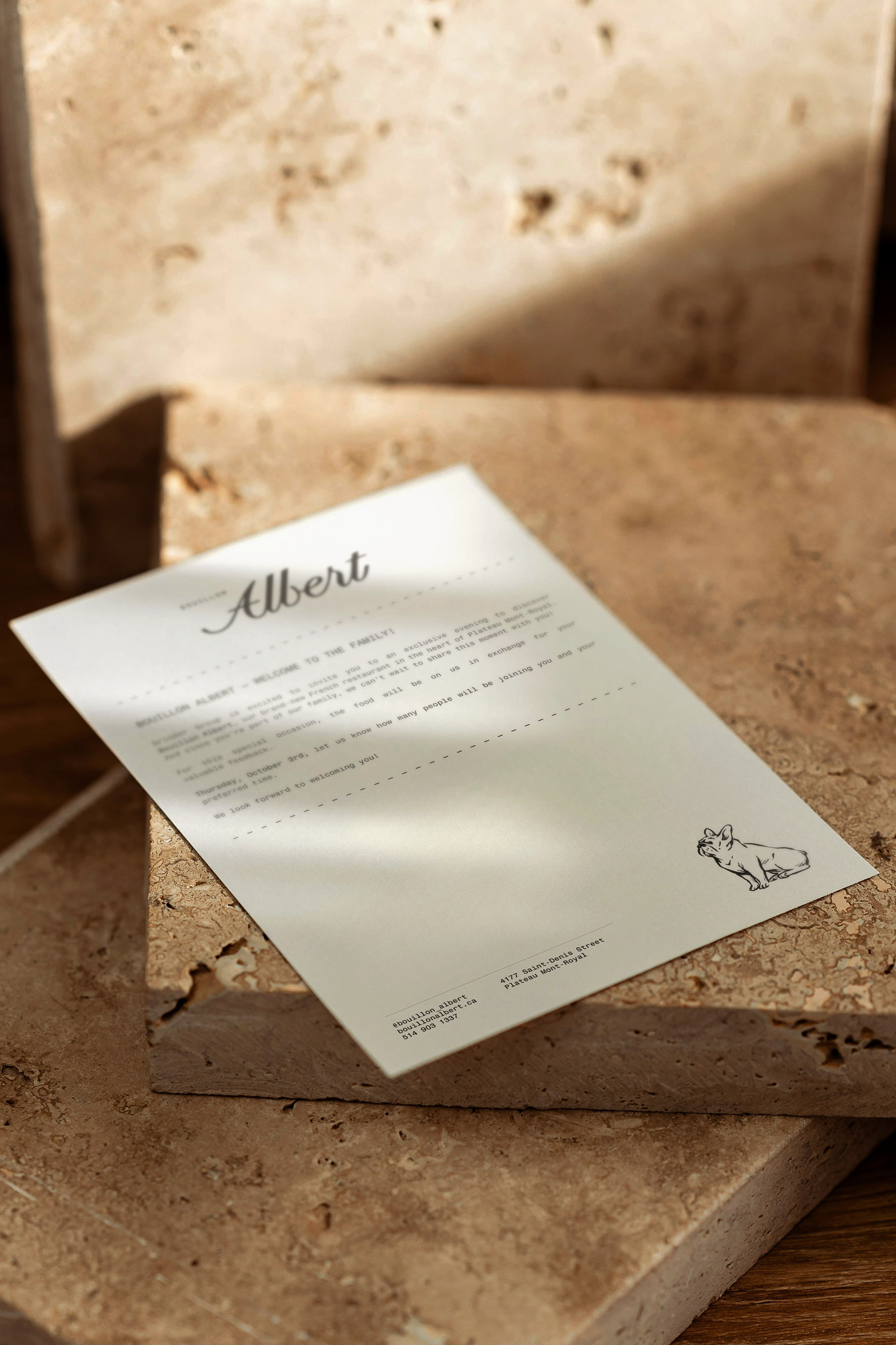 Invitation for Bouillon Albert Montreal