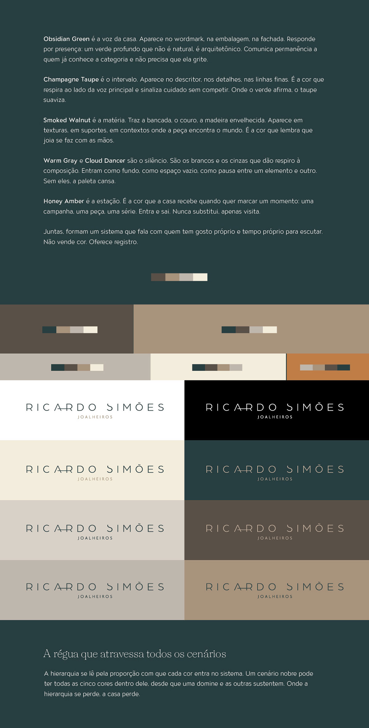 Color hierarchy and wordmark usage across the brand’s background colors