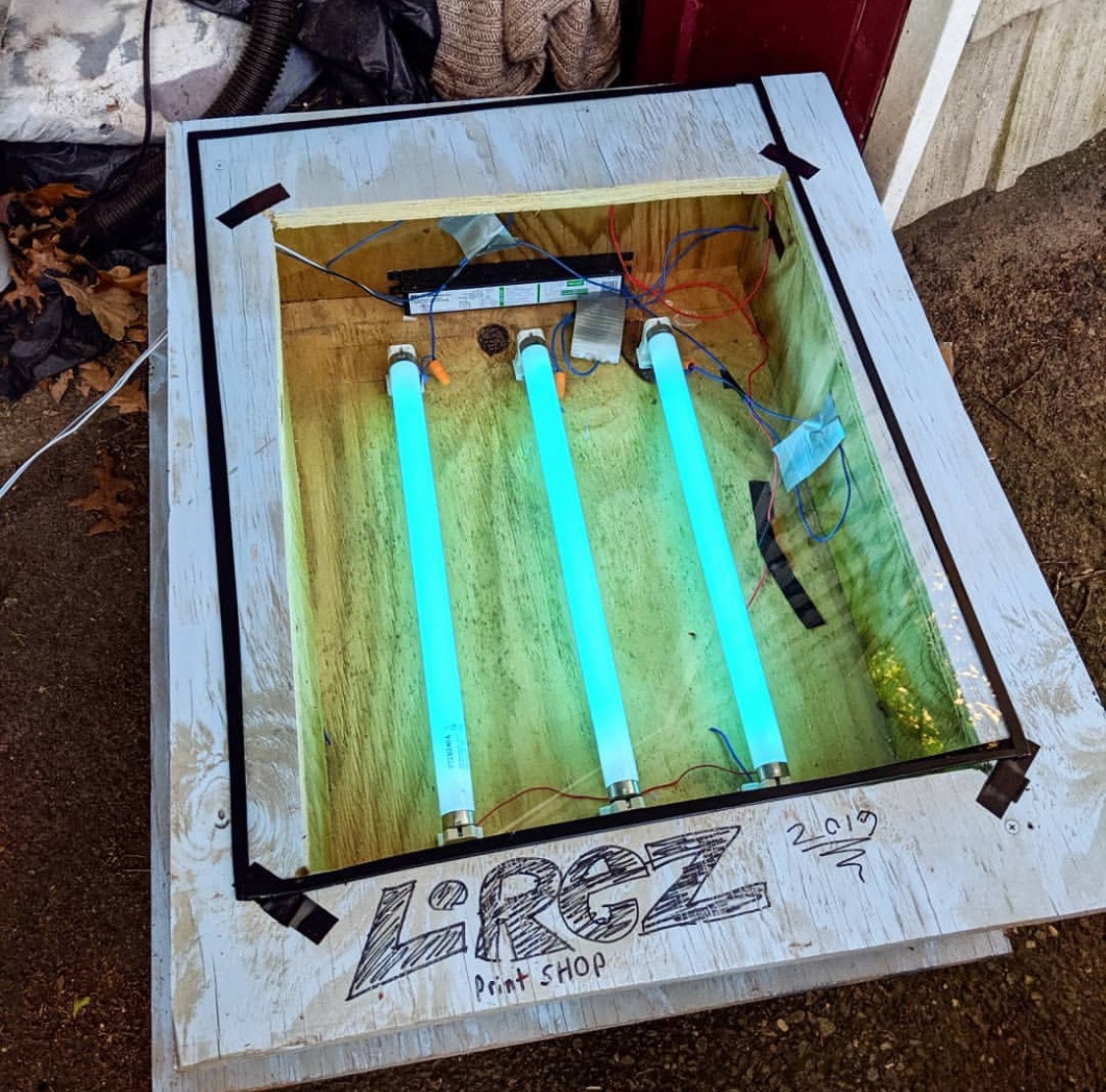 Our DIY exposure unit nicknamed "Blue Betty".