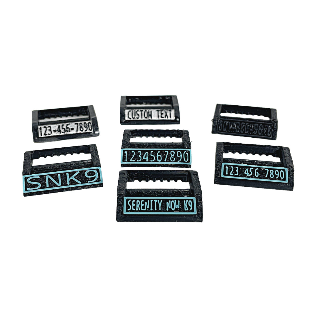 Evolution of the 3D printed personalized buckles. Huge improvements were made by printing two different filaments for contrast with the personalized face on the build plate printed first.