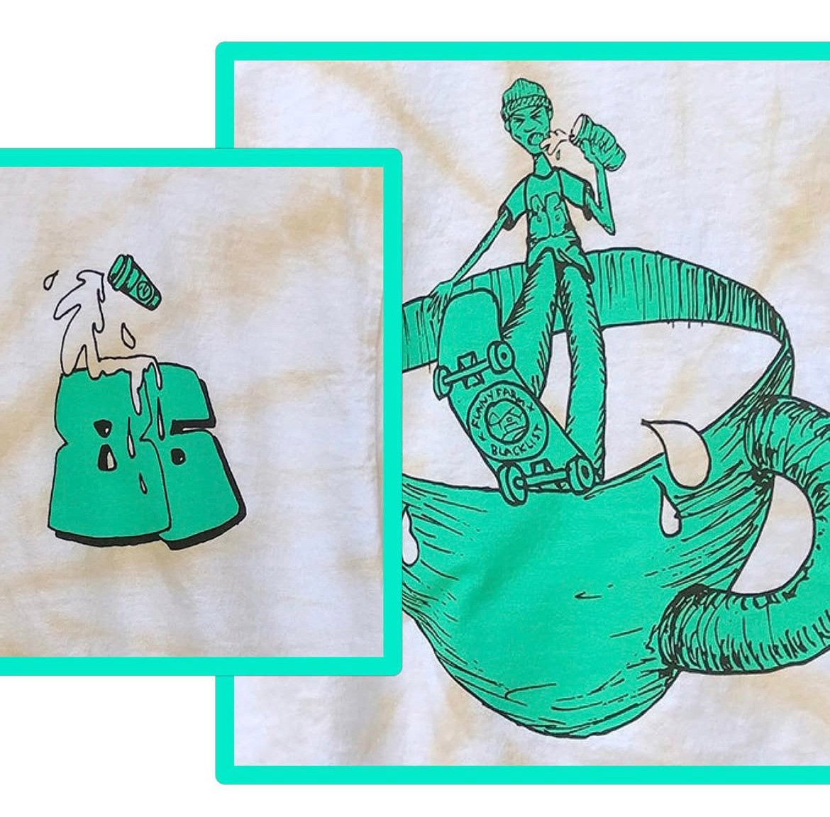 Coffee Dyed over 60 Tees for Blacklist x Funny Farm Coffee (Design by @Mindlessglow on IG)