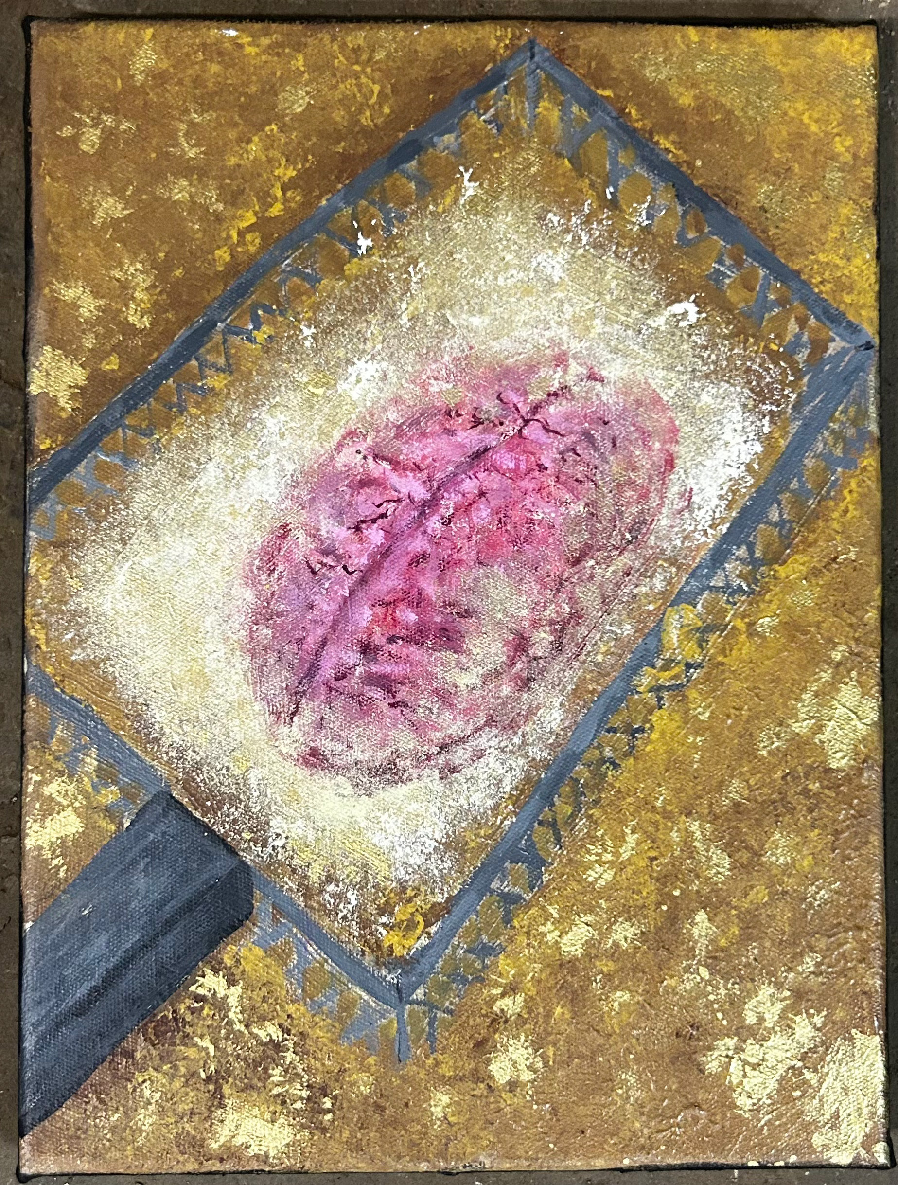 "Fried" 12" x 9" acrylic, spray paint and mop marker