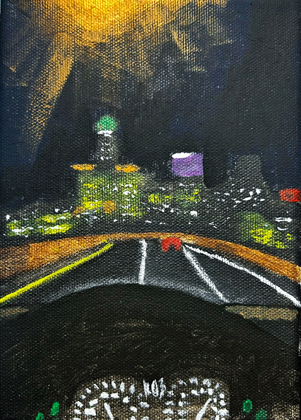 "Teary Eyed Drive" 7" x 4" acrylic