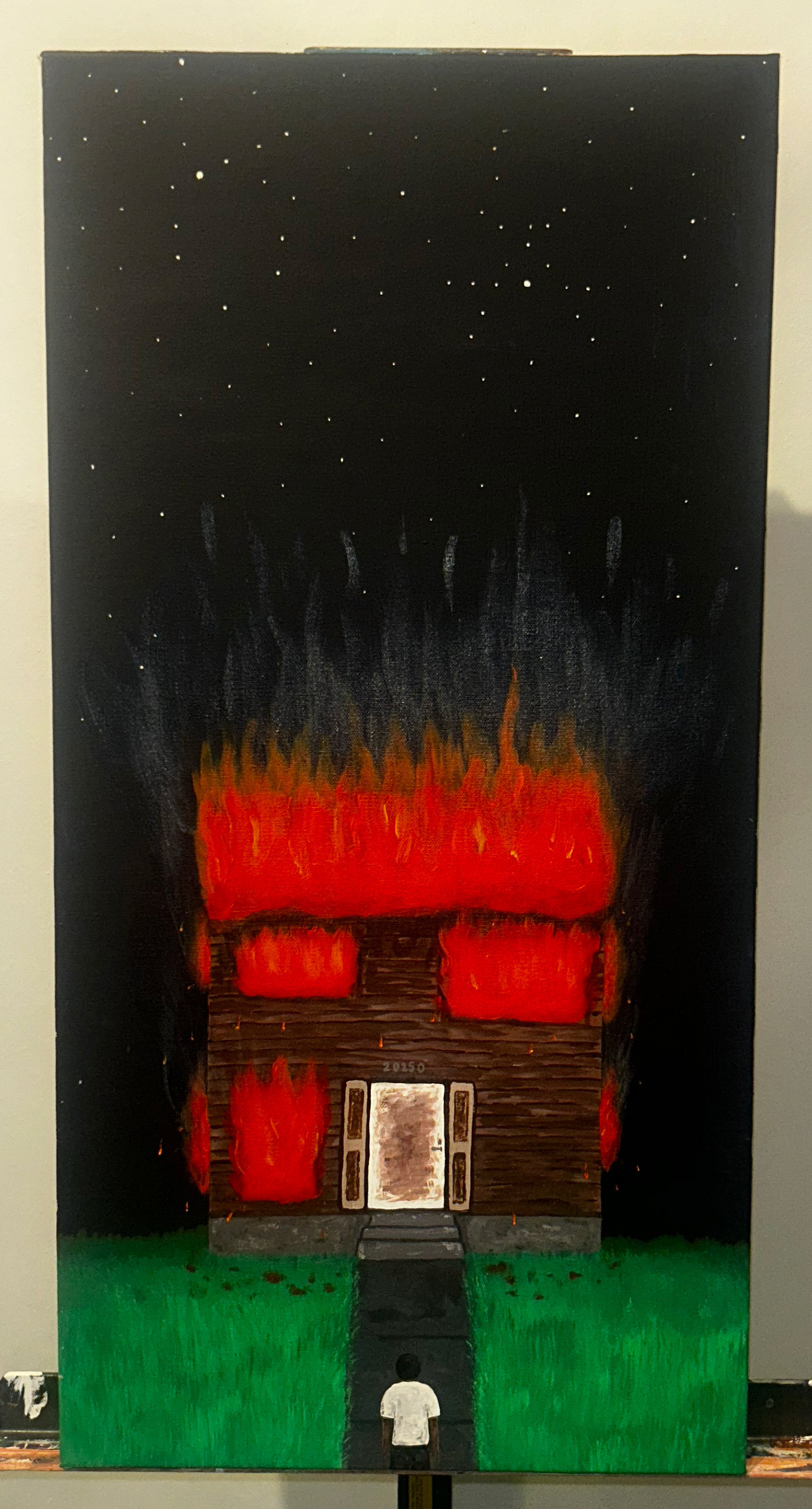 "A Disordered mind will make you burn the House Down" 40" x 15" acrylic