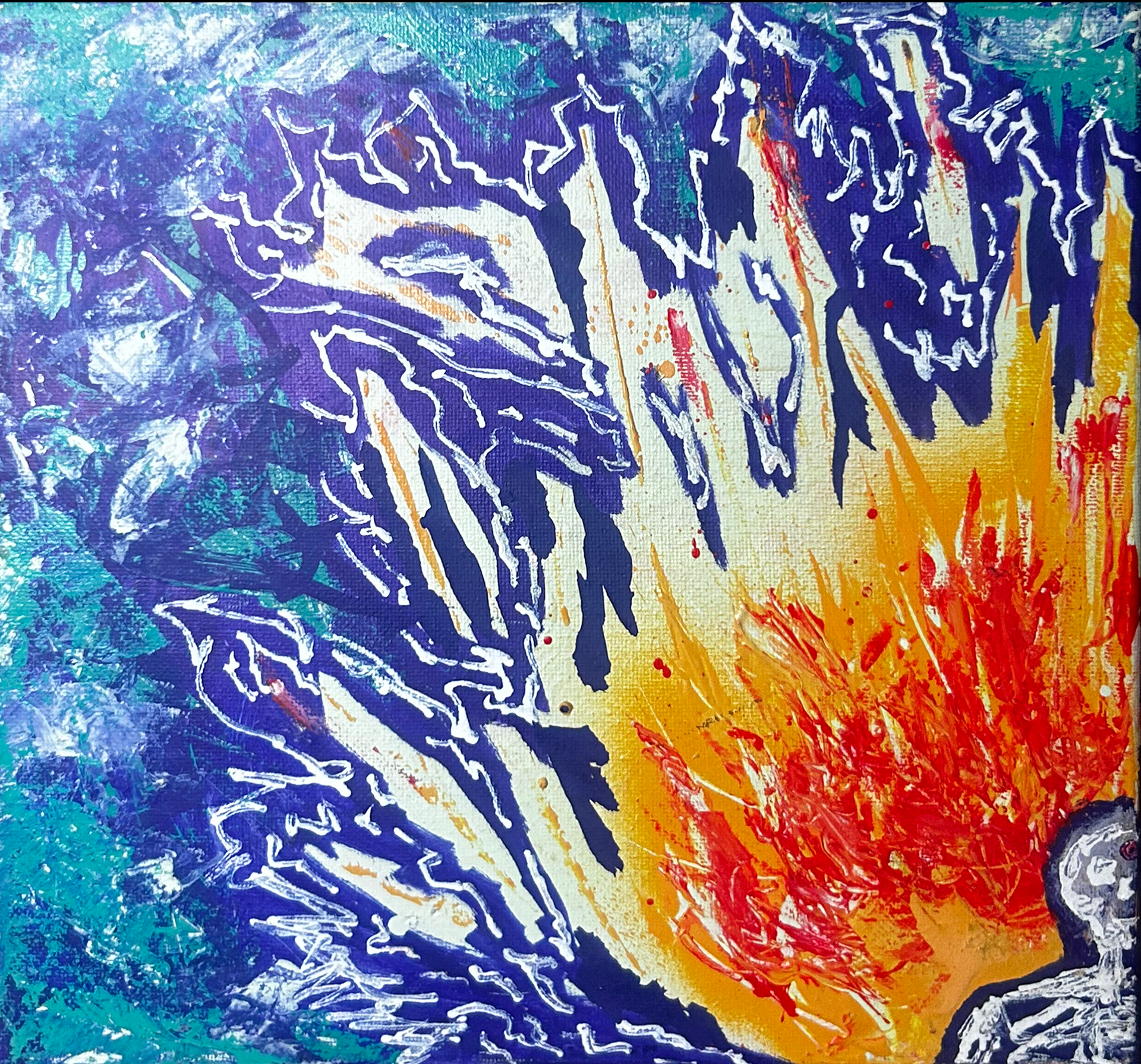 "phuk et" 10" x 10" spray paint, acrylic and marker