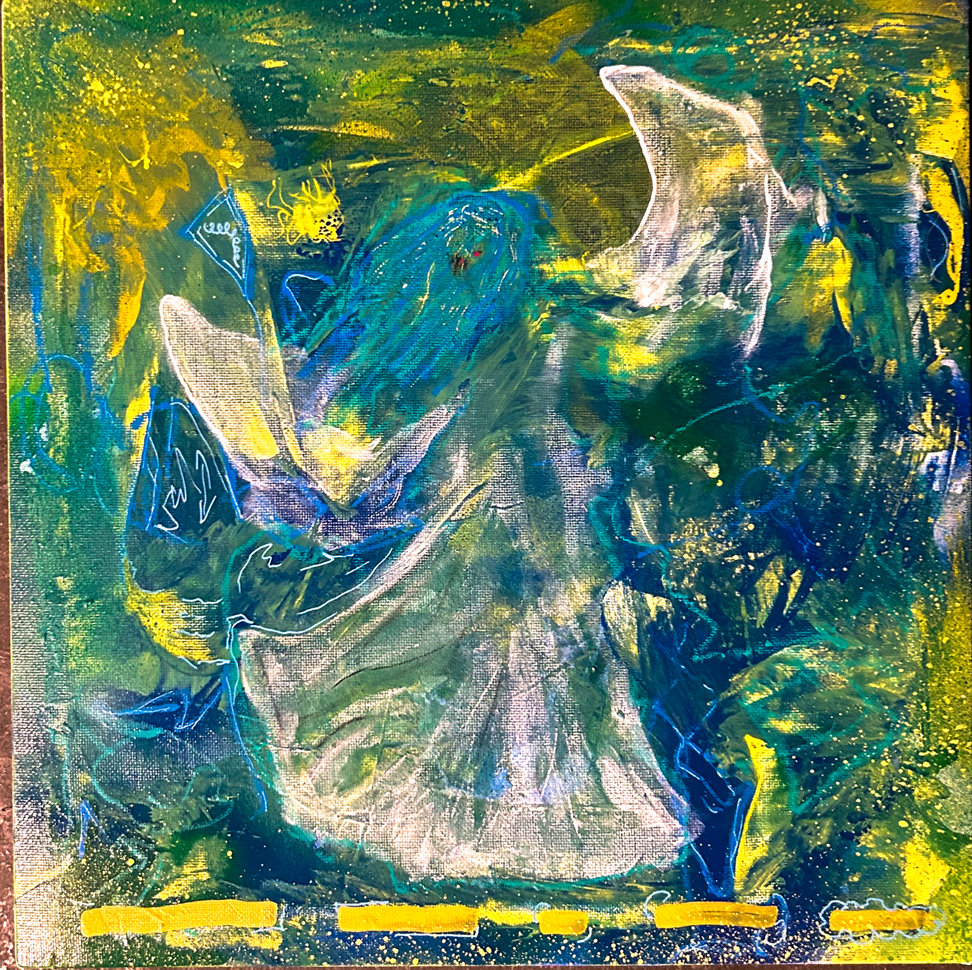 "pretty windows" 10" x 10" spray paint, acrylic and marker