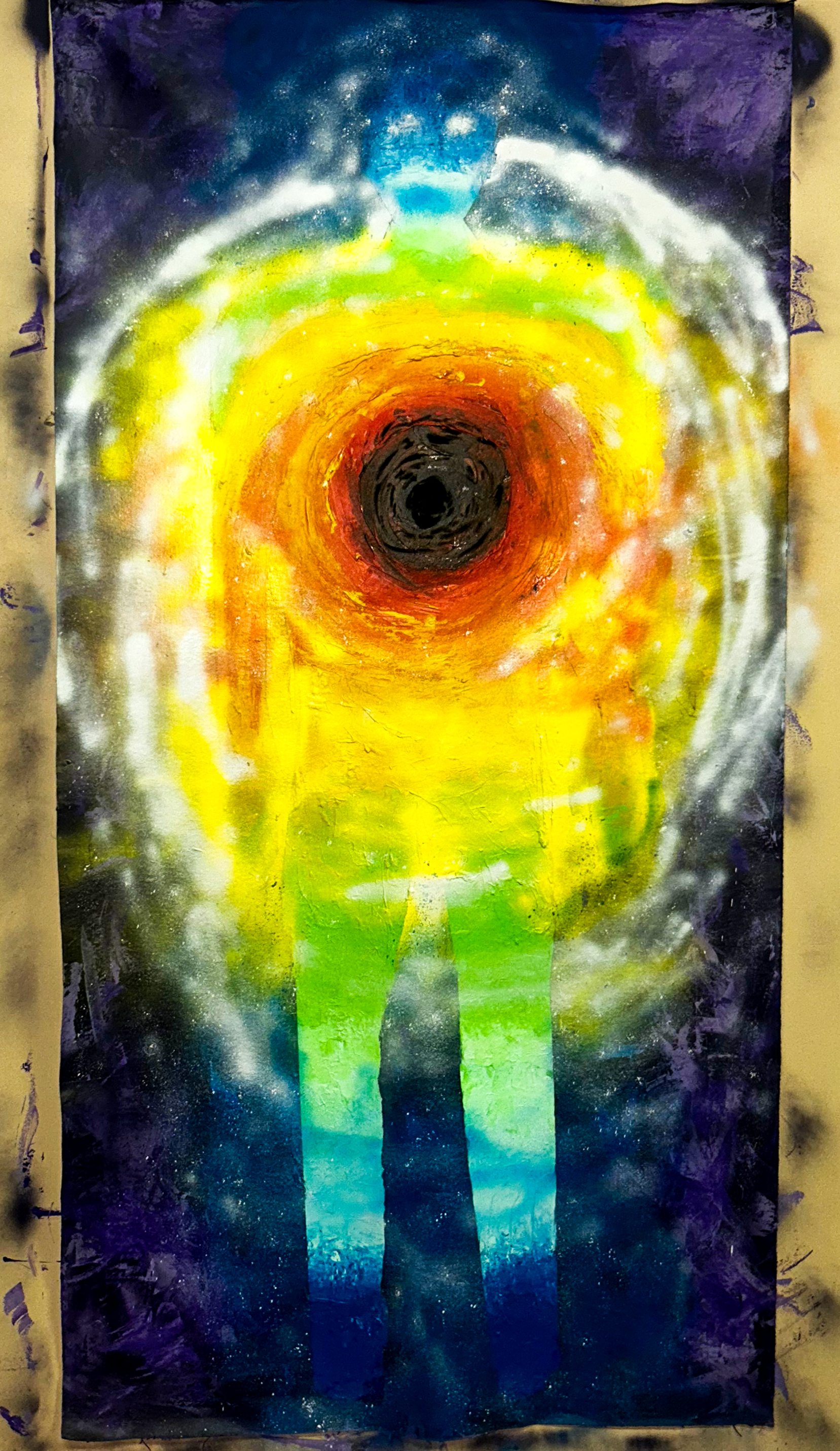 "A raging storm within me" 6' x 3' spray paint and acrylic