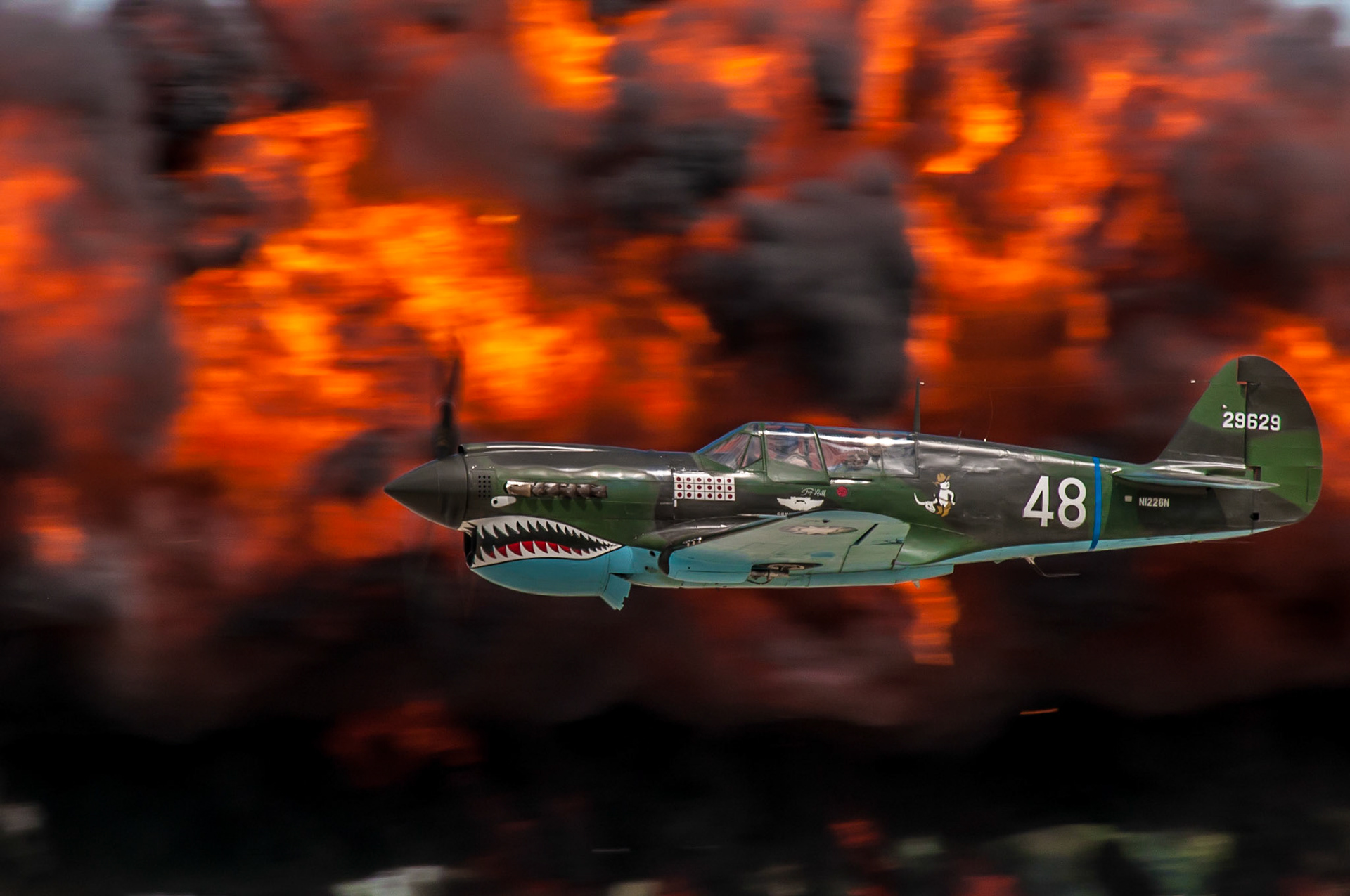 P-40 Warhawk during the Tora Tora Tora demonstration at AirVenture