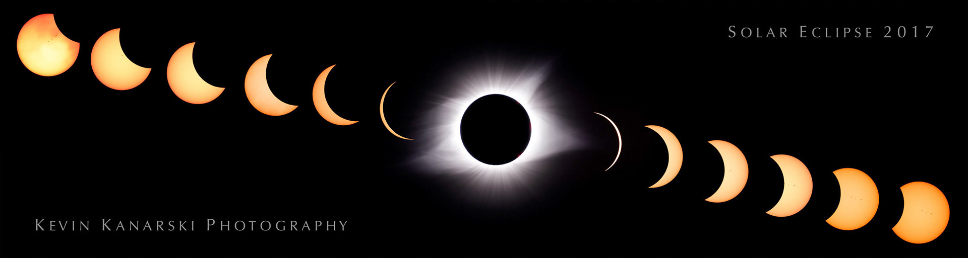 A composite photo showing the progression of the solar eclipse from Perryville, MO.