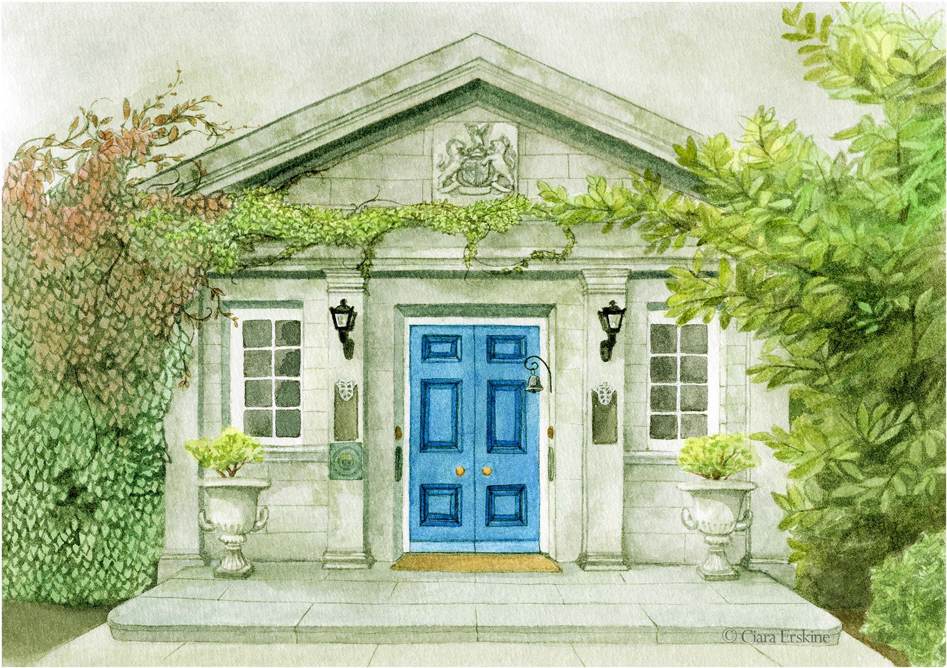 Watercolour painting of Dunbrody Country House Hotel in Arthurstown, County Wexford