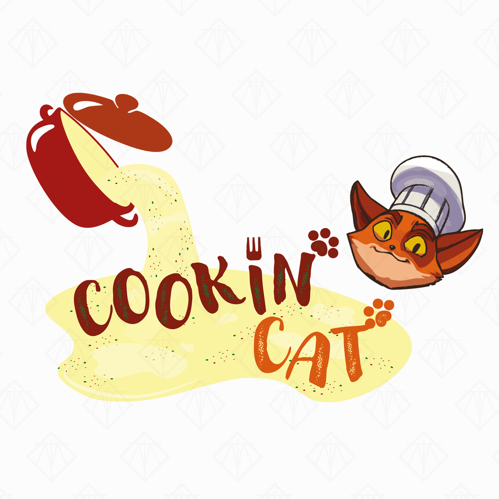 Cooking Cat Logo: This logo was created for an advert of the fictional Cooking Cat show. It was created to look a little messy as things can get a little messy in cooking cats kitchen.