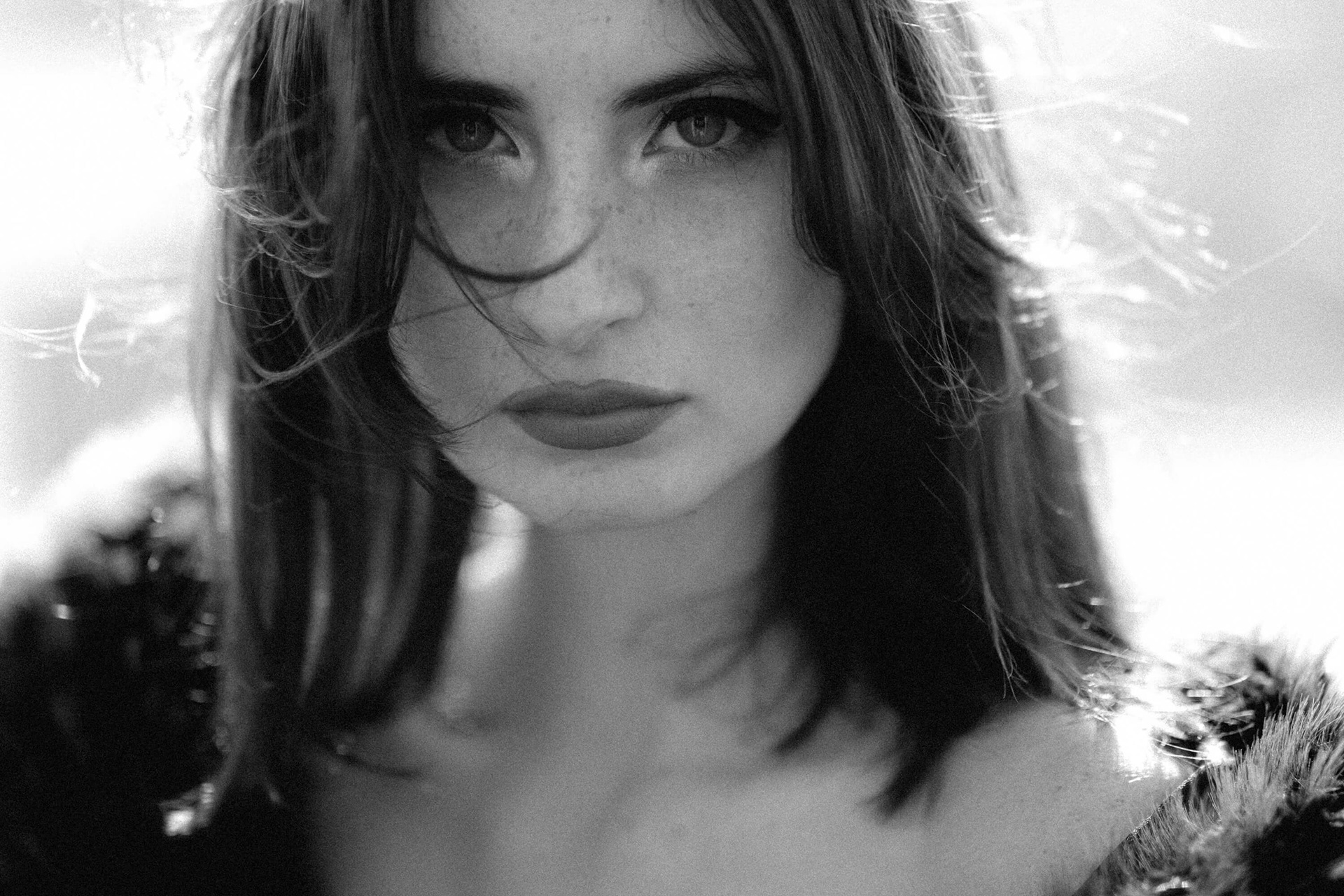 fine art portrait of woman face in natural light