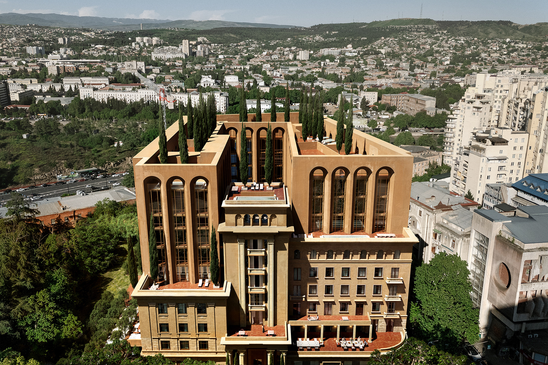 Visuals for the Kostava Avenue project in Tbilisi, created for Bofill Taller de Arquitectura (RBTA).  Our goal was to render the seamless integration of their iconic architecture into the urban fabric of the city.