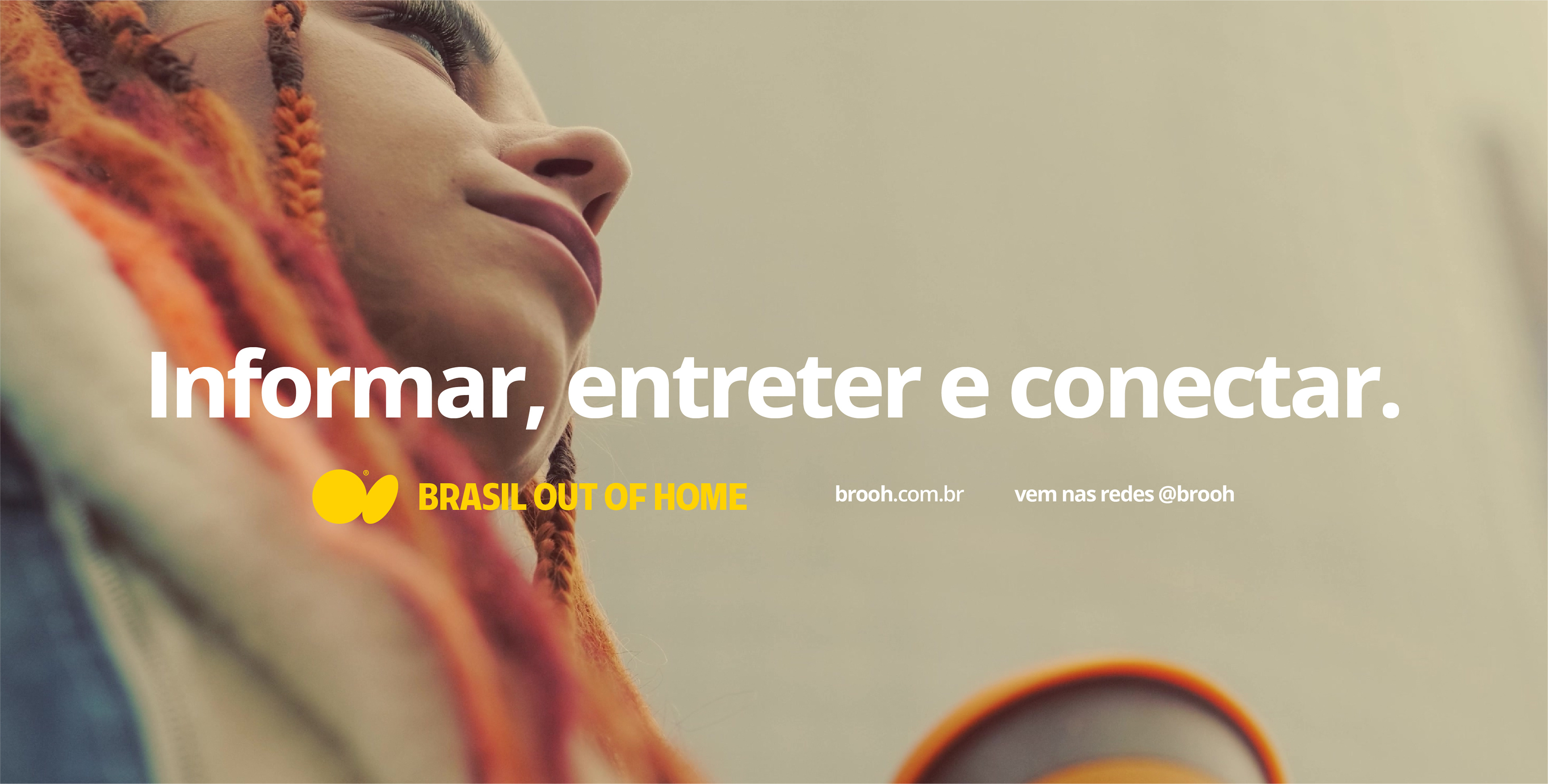 Comunicação da marca Brooh com foco em branding jovem e urbano, destacando design visual e mensagem de conexão.