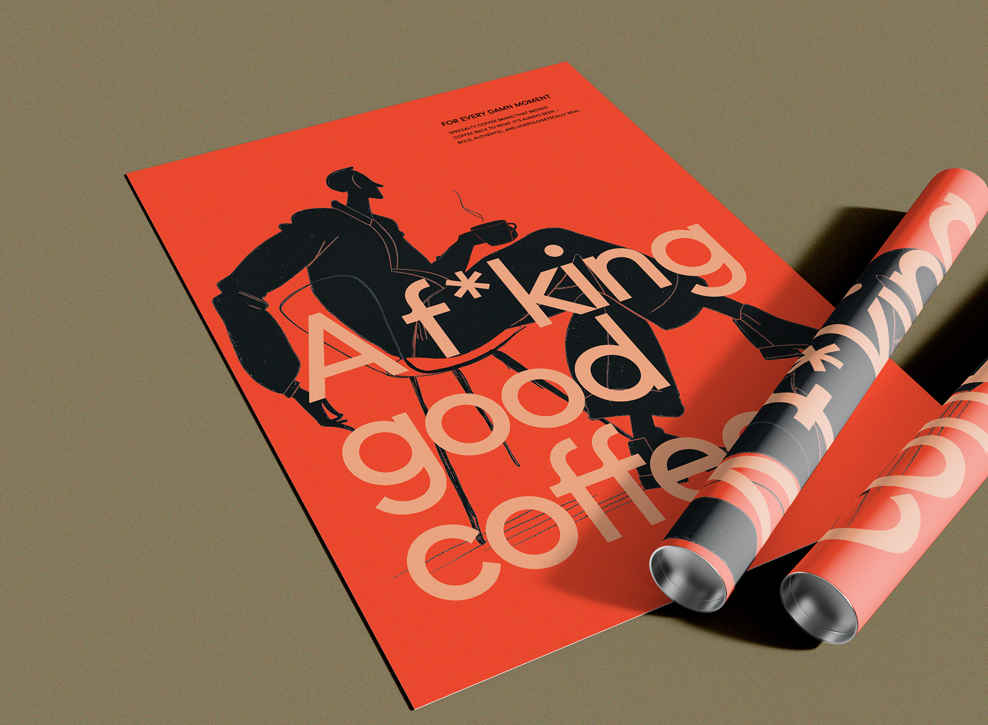 Poster de café com ilustração minimalista e slogan