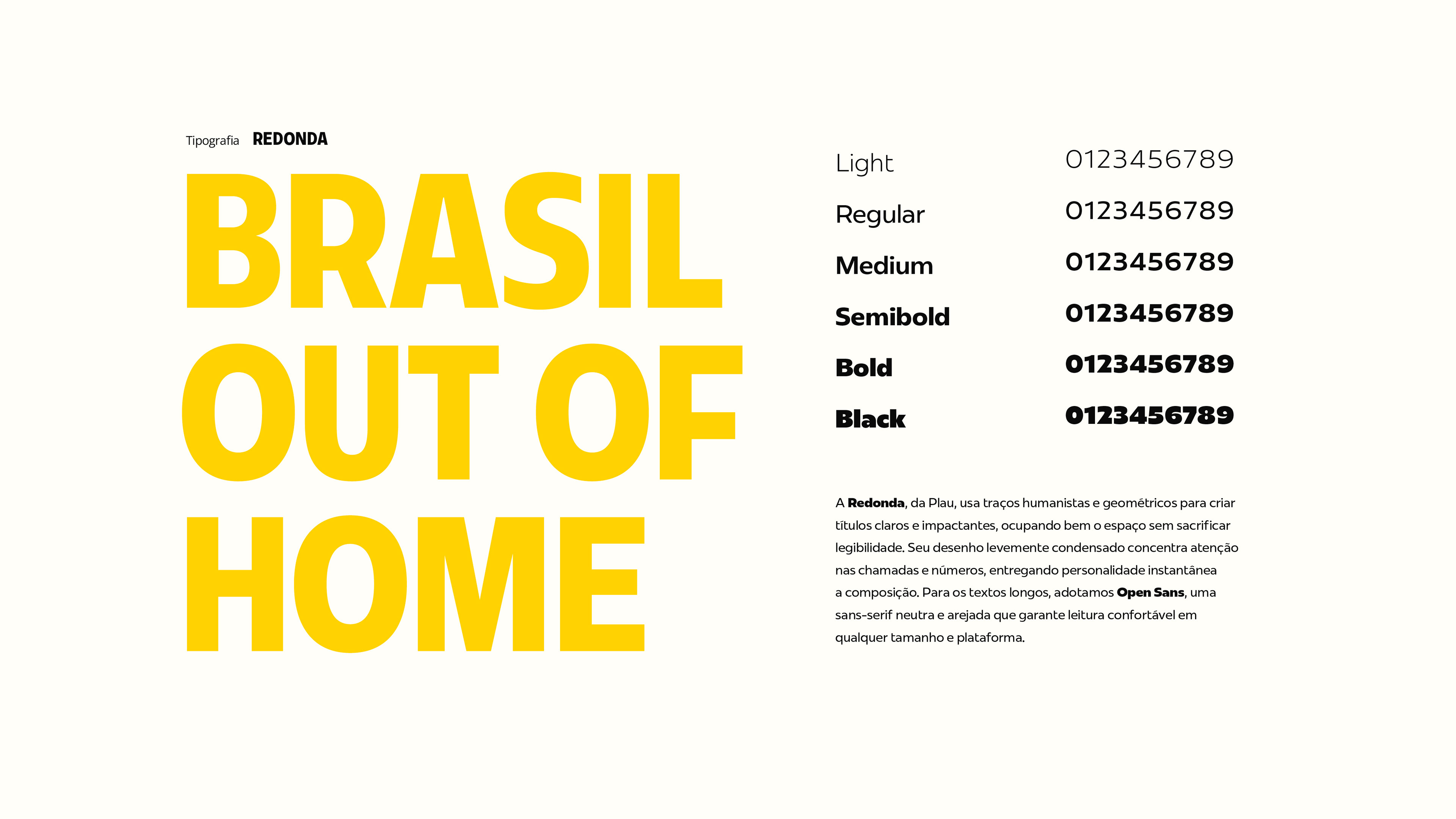 Tipografia institucional da Brooh aplicada ao branding, com foco em legibilidade, impacto visual e consistência de design.