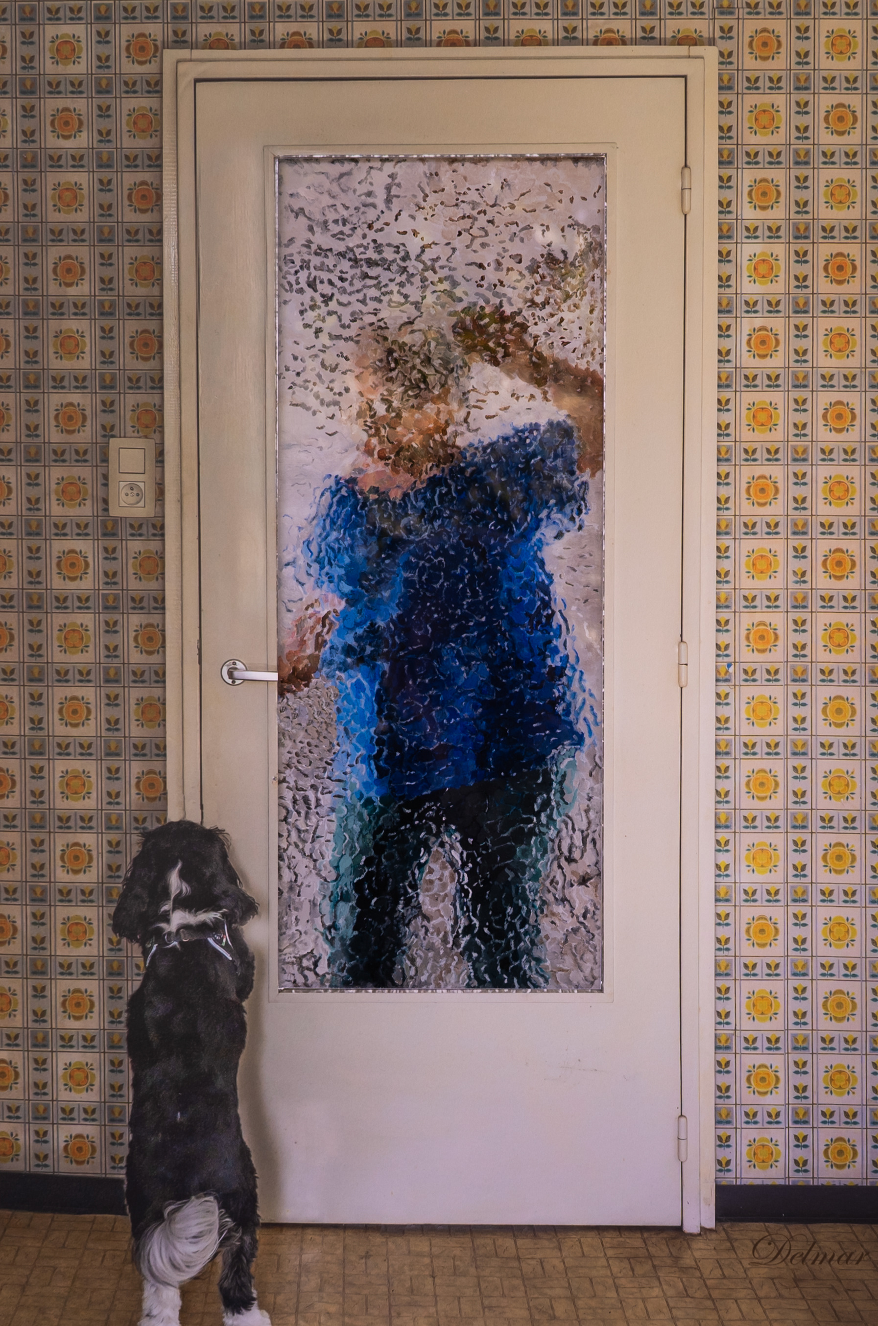 zelfportret - olieverf op glas